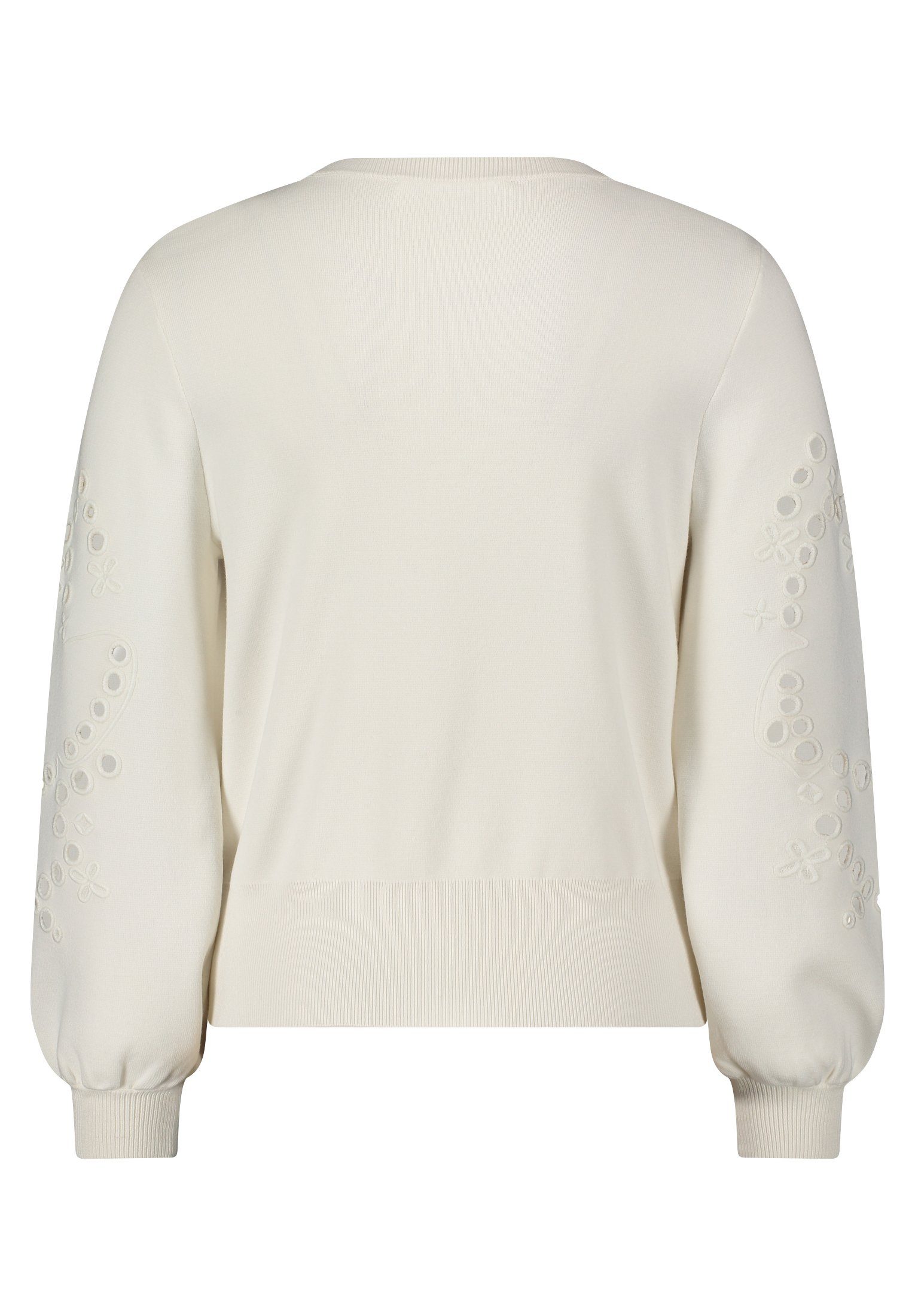 Betty&Co Strickpullover mit Rundhalsausschnitt (1-tlg) Lochstickerei