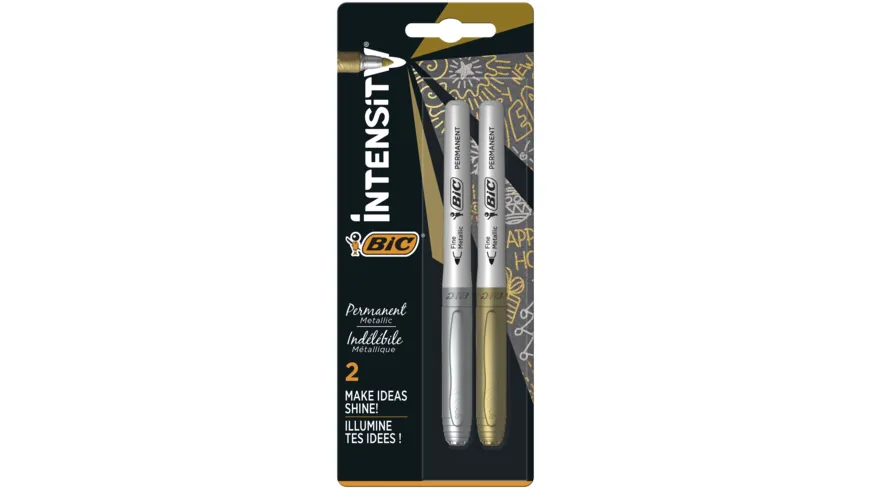 BIC Permanent Marker 2er Set gold/silber