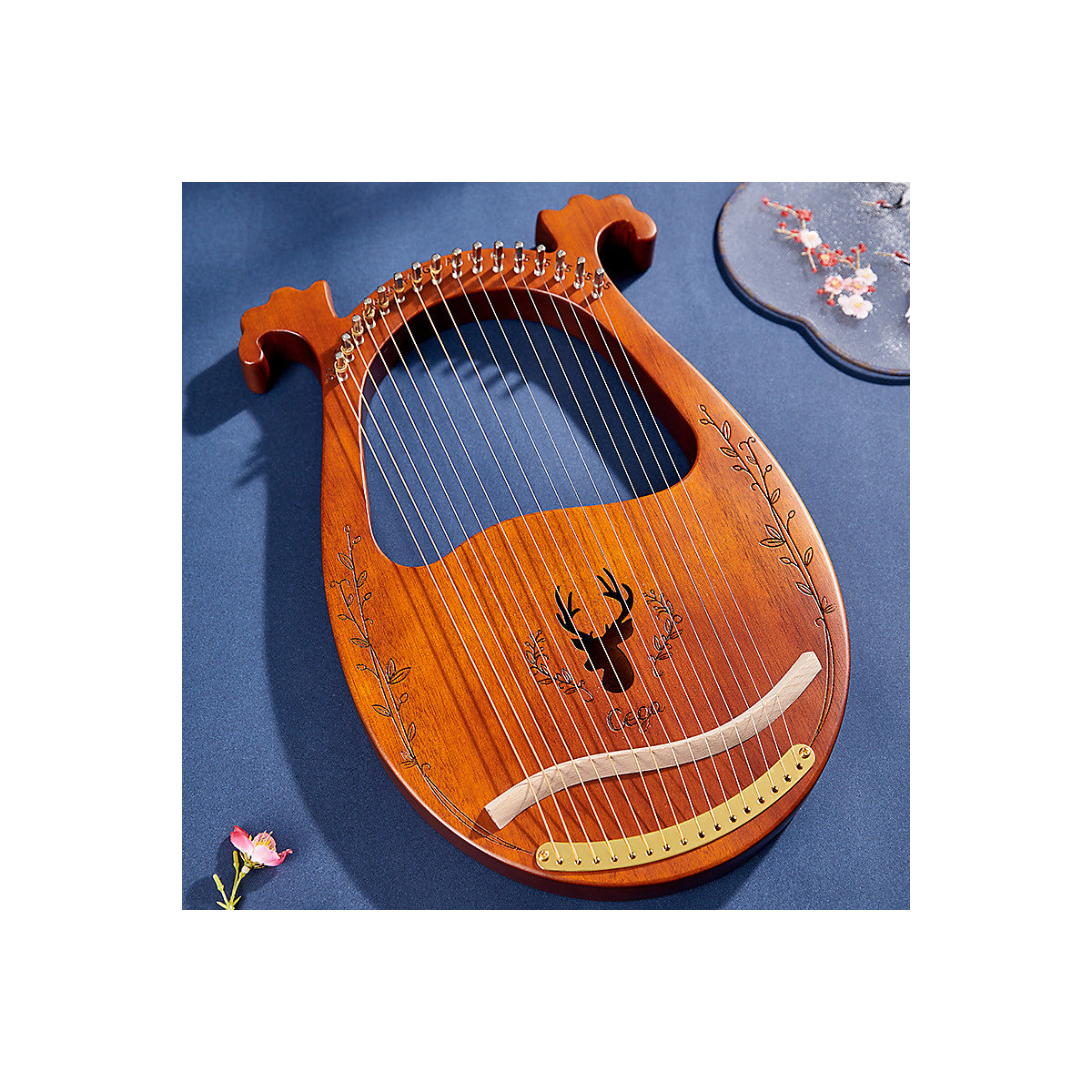Harfe Tragbares Holz-Lyra 16 Saiten Kalimba Daumenklavier