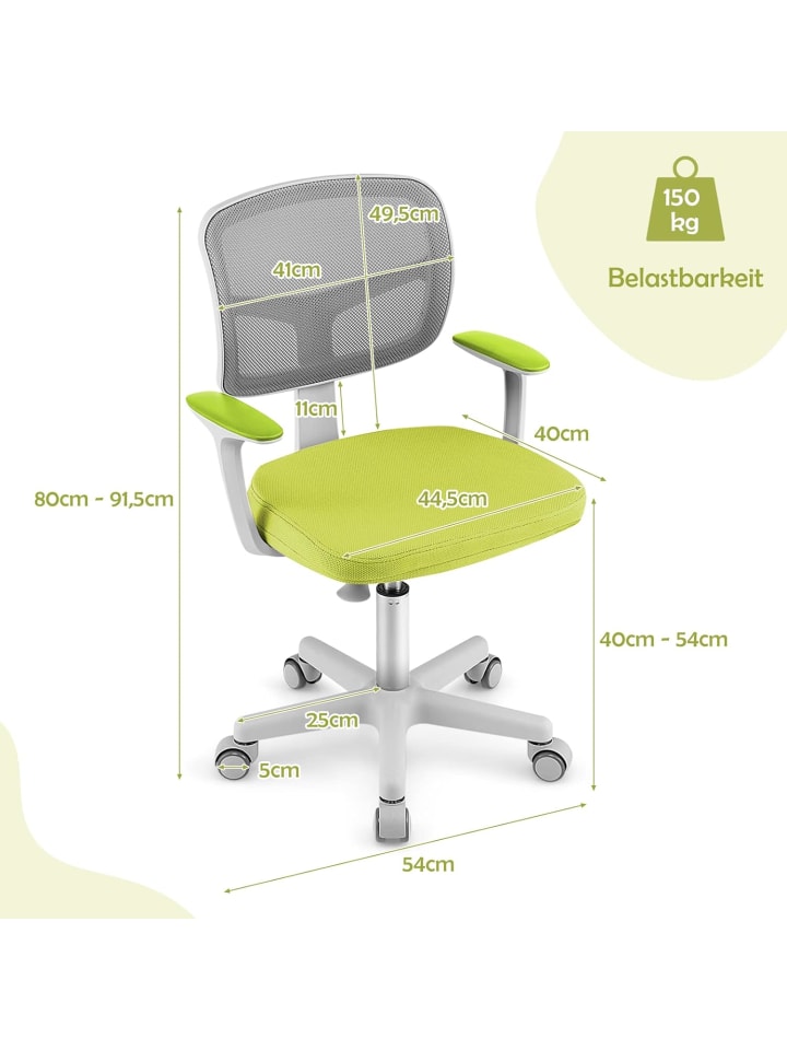 COSTWAY Schreibtischstuhl 3-10 Jahren Drehbar in Grün günstig kaufen onesize