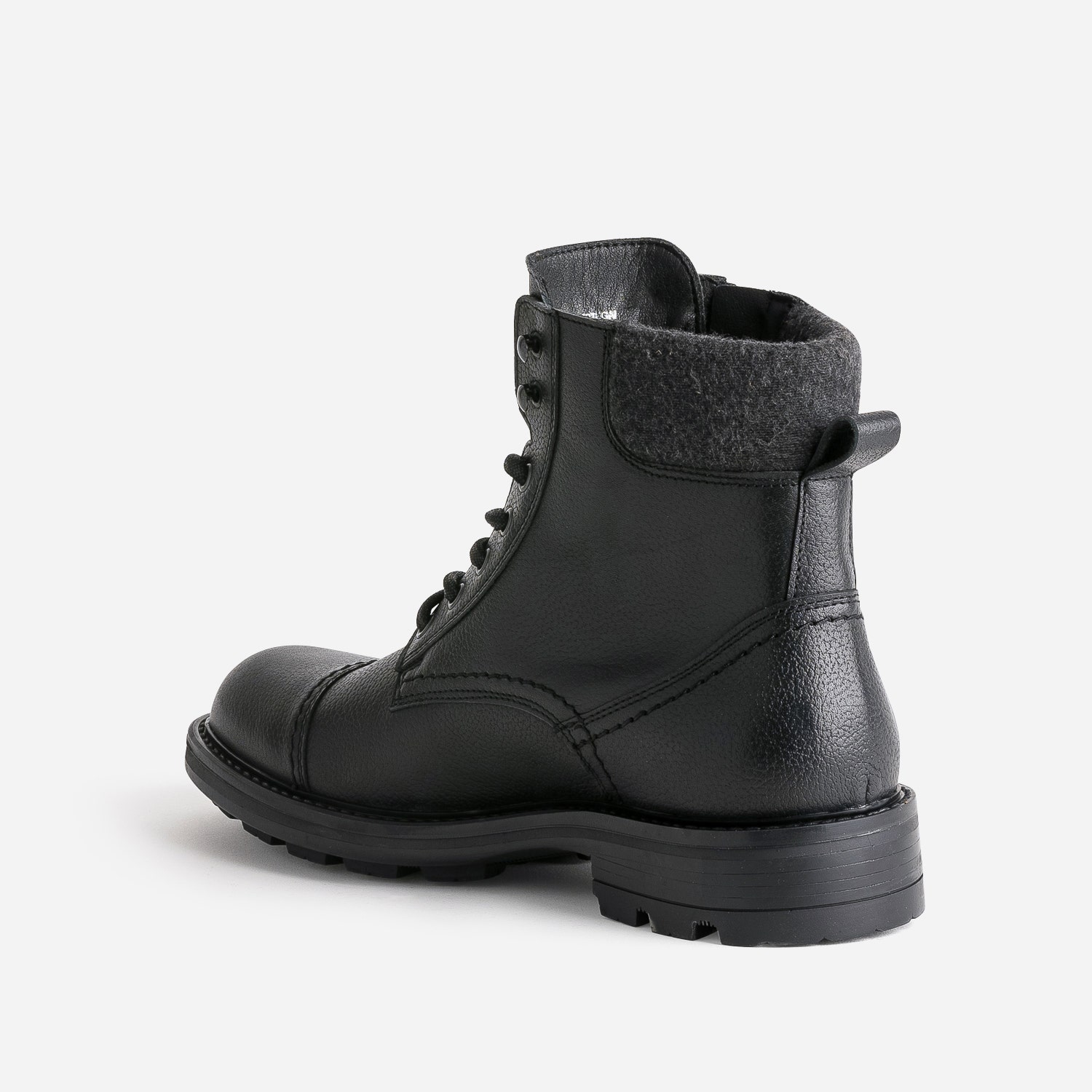 Boots à lacet noir en cuir
