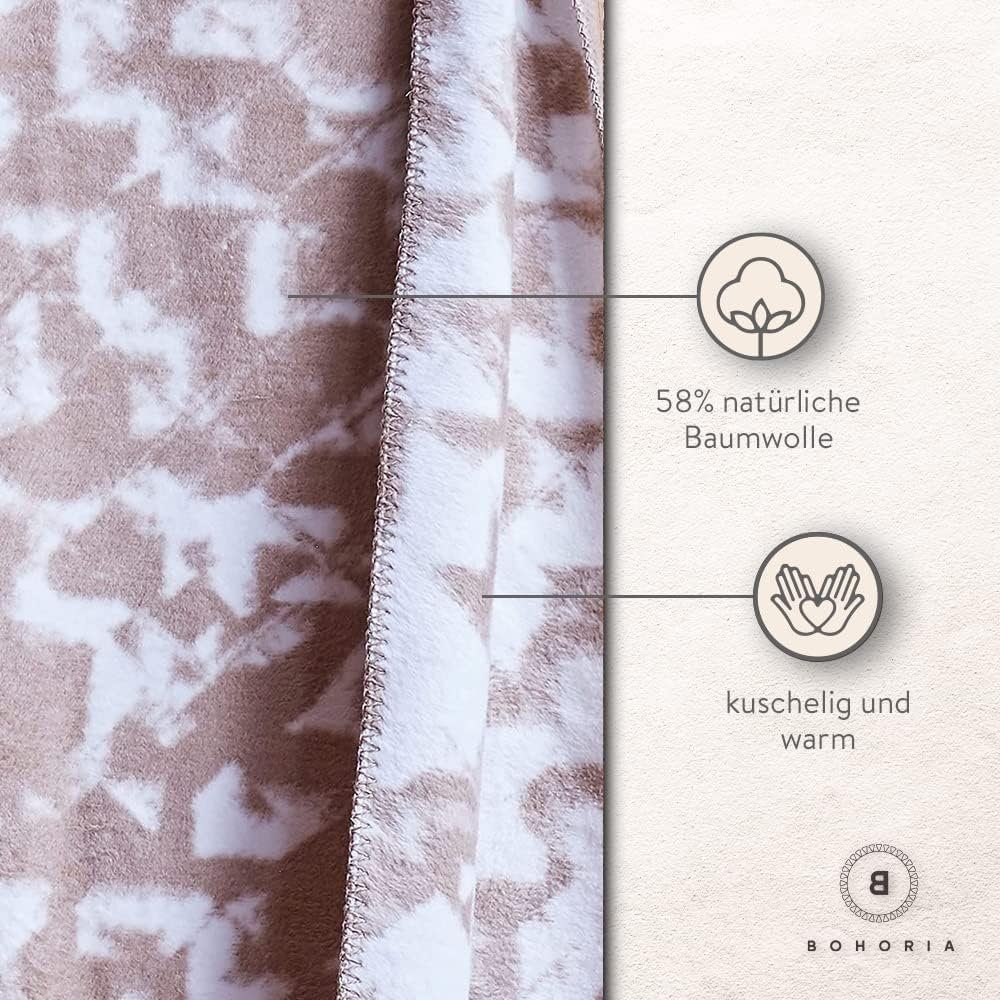 Wohndecke Kuscheldecke Hochwertige Wohndecke Cozy Cotton 150x200cm, Fleecedecke, BOHORIA