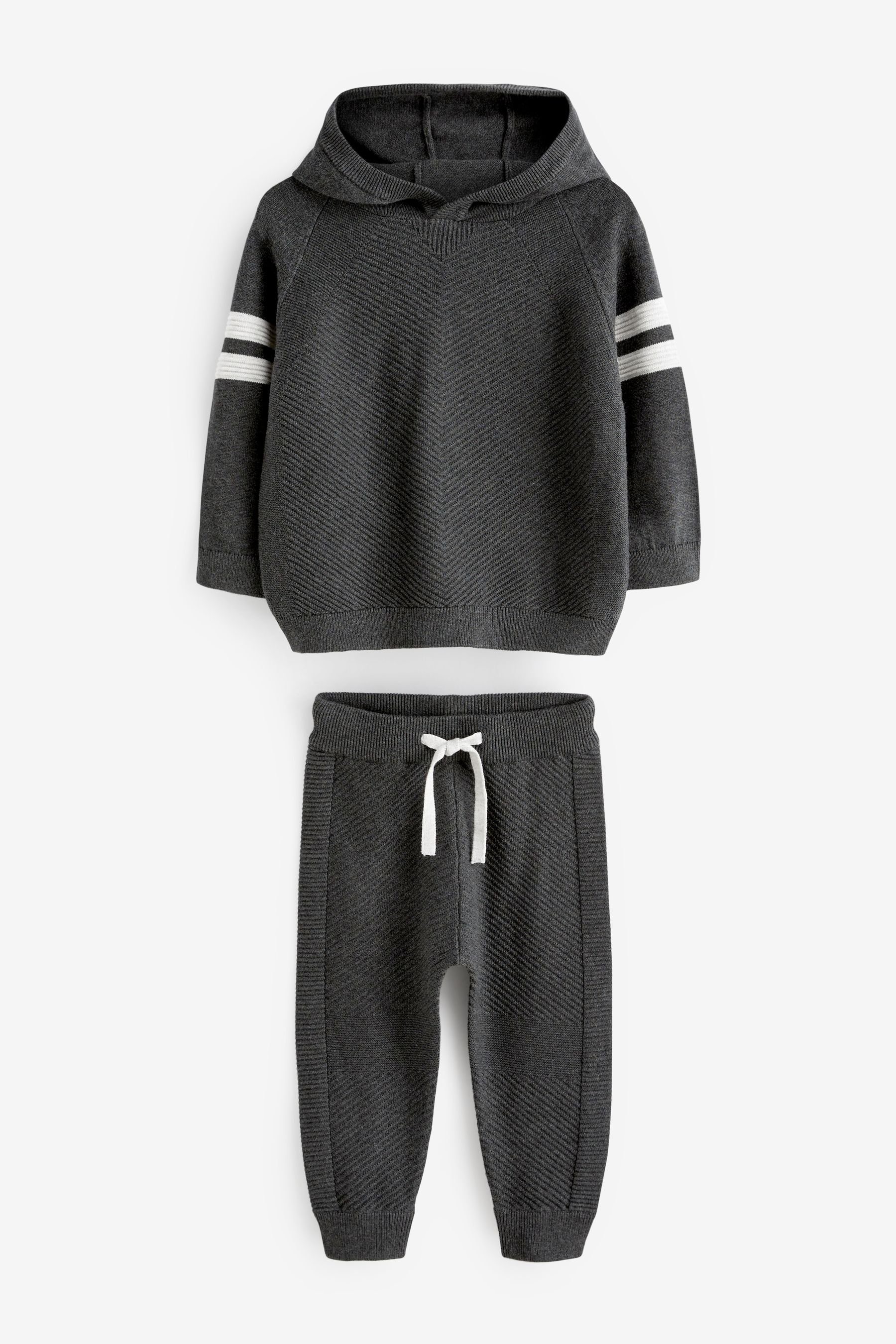 Next Jogginganzug Gestricktes Hoodie mit Struktur + Jogginghose (2-tlg)