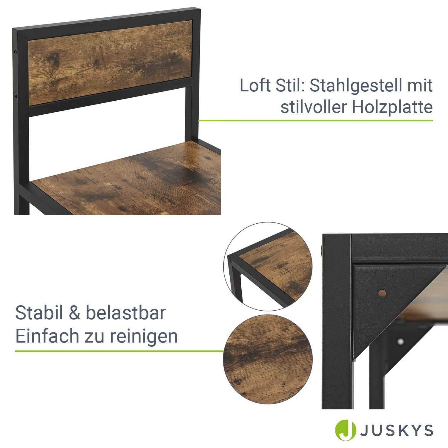 Juskys Küchentisch, 3-teilig, klein, platzsparend, für 2 Personen, Industrial Design