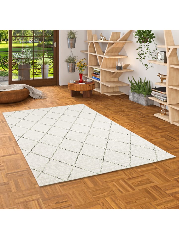 Pergamon In- und Outdoor Teppich Carpetto Rauten in Creme günstig kaufen