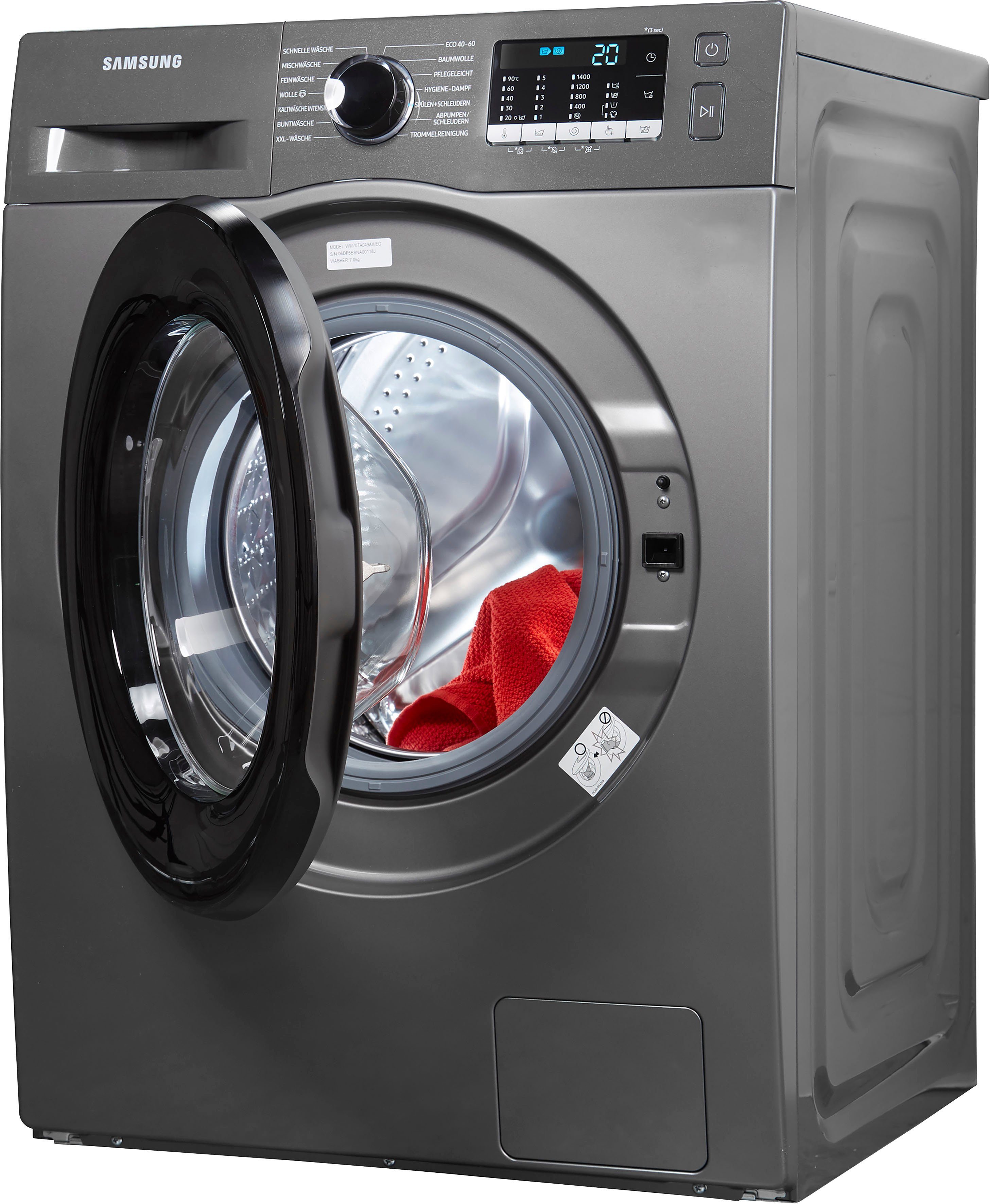 Samsung Waschmaschine WW5000T INOX WW70TA049AX, 7 kg, 1400 U/min, FleckenIntensiv-Funktion