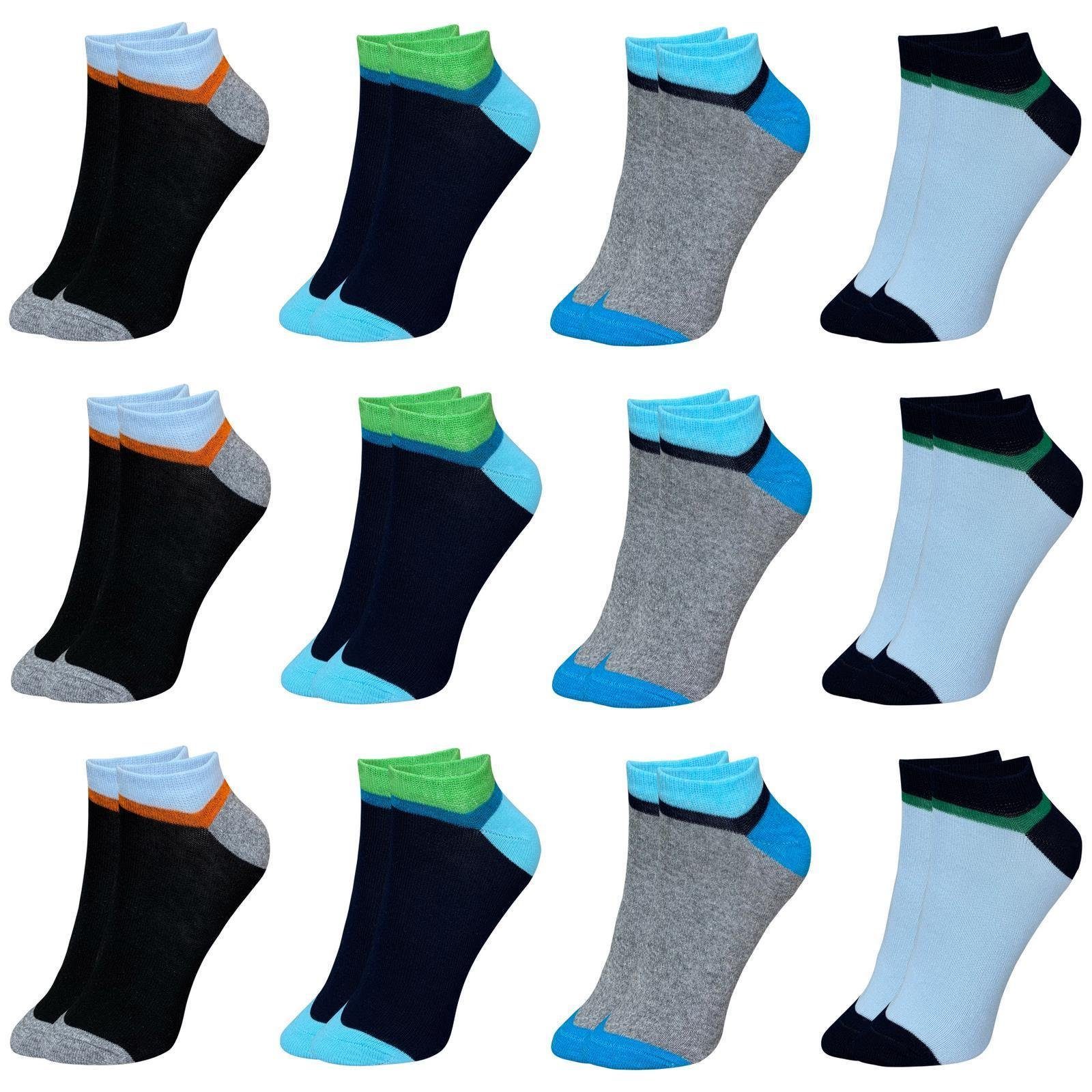 LOREZA Kurzsocken 12 Paar Jungen Mädchen Uni Kurzsocken Socken Kindersocken (Paar, 12-Paar) 12-Paar