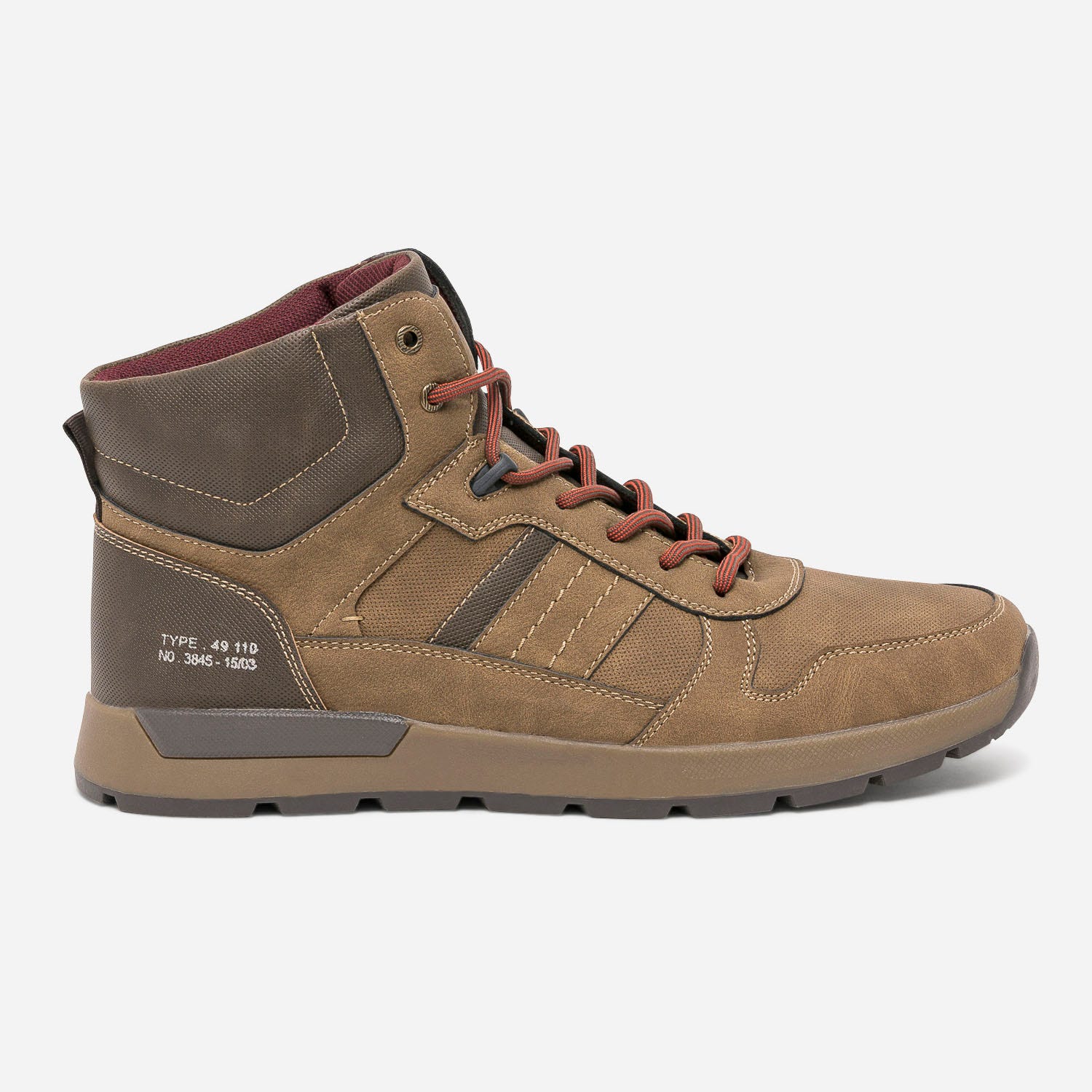 Basket marron doublure bordeaux