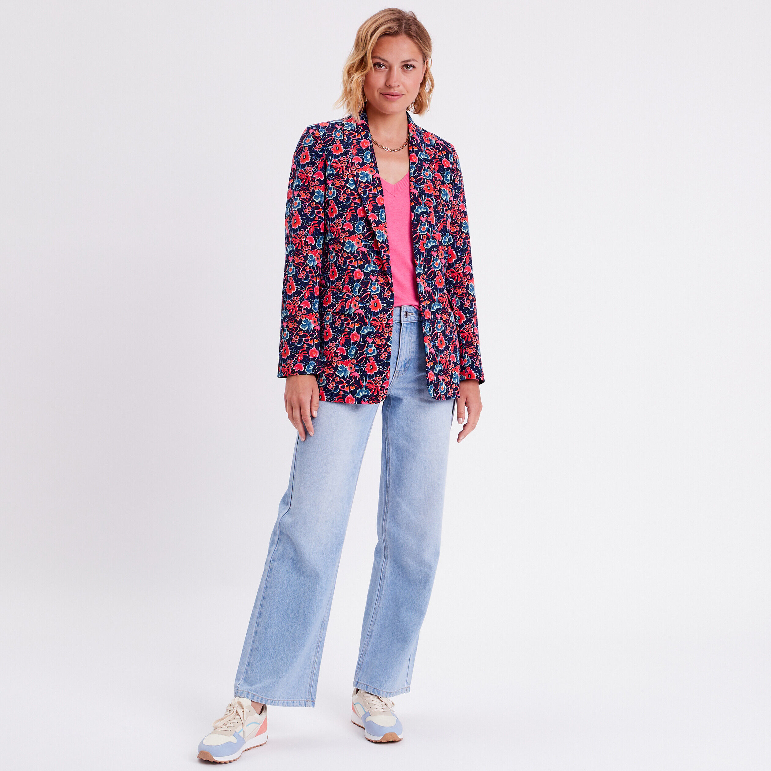 Veste blazer col châle bleu marine femme | Cache Cache