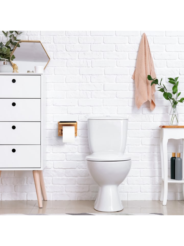 relaxdays Toilettenpapierhalter in Natur günstig kaufen onesize