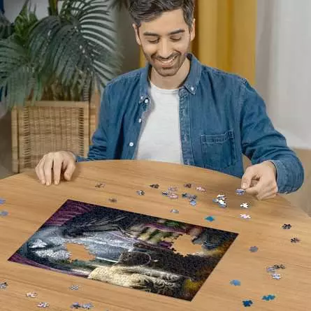 Puzzle 500 Teile - Rabe und Katze im Turmzimmer