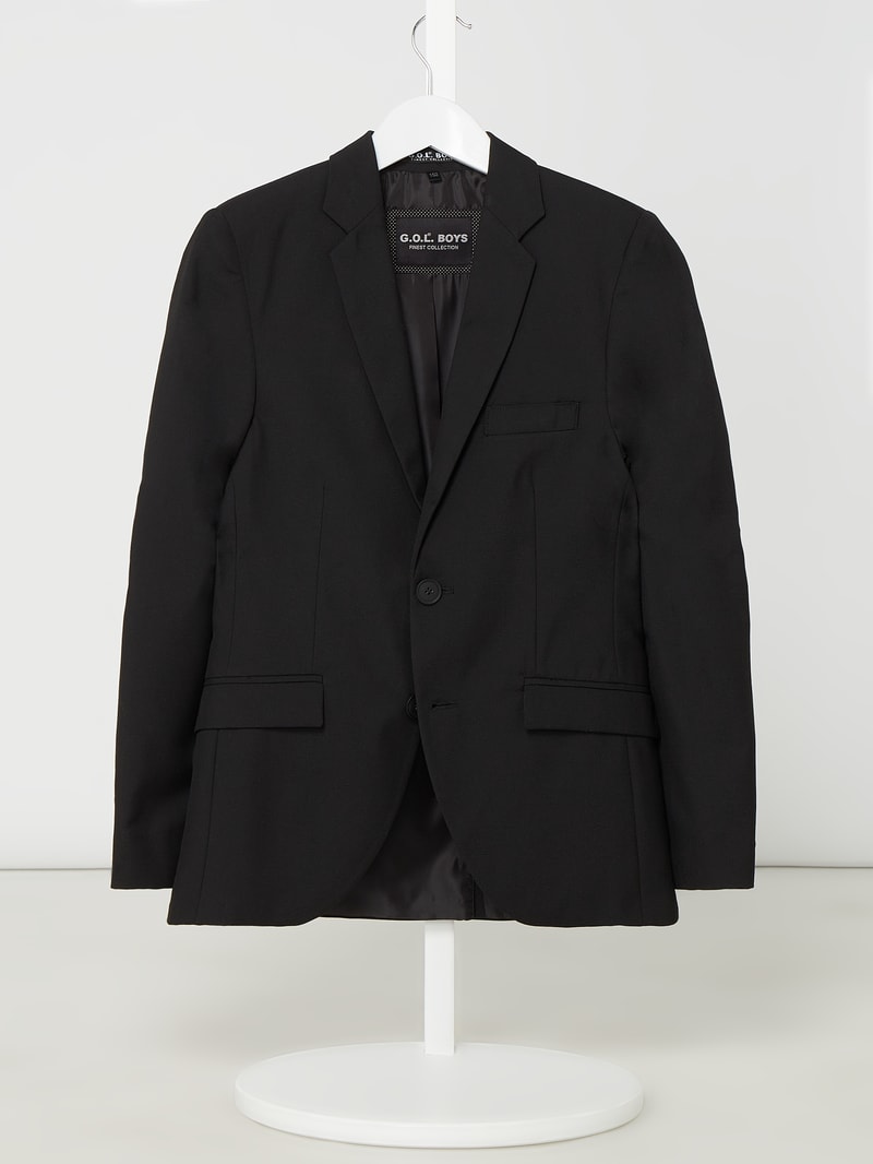 Slim Fit 2-Knopf-Sako mit Viskose-Anteil in schwarz