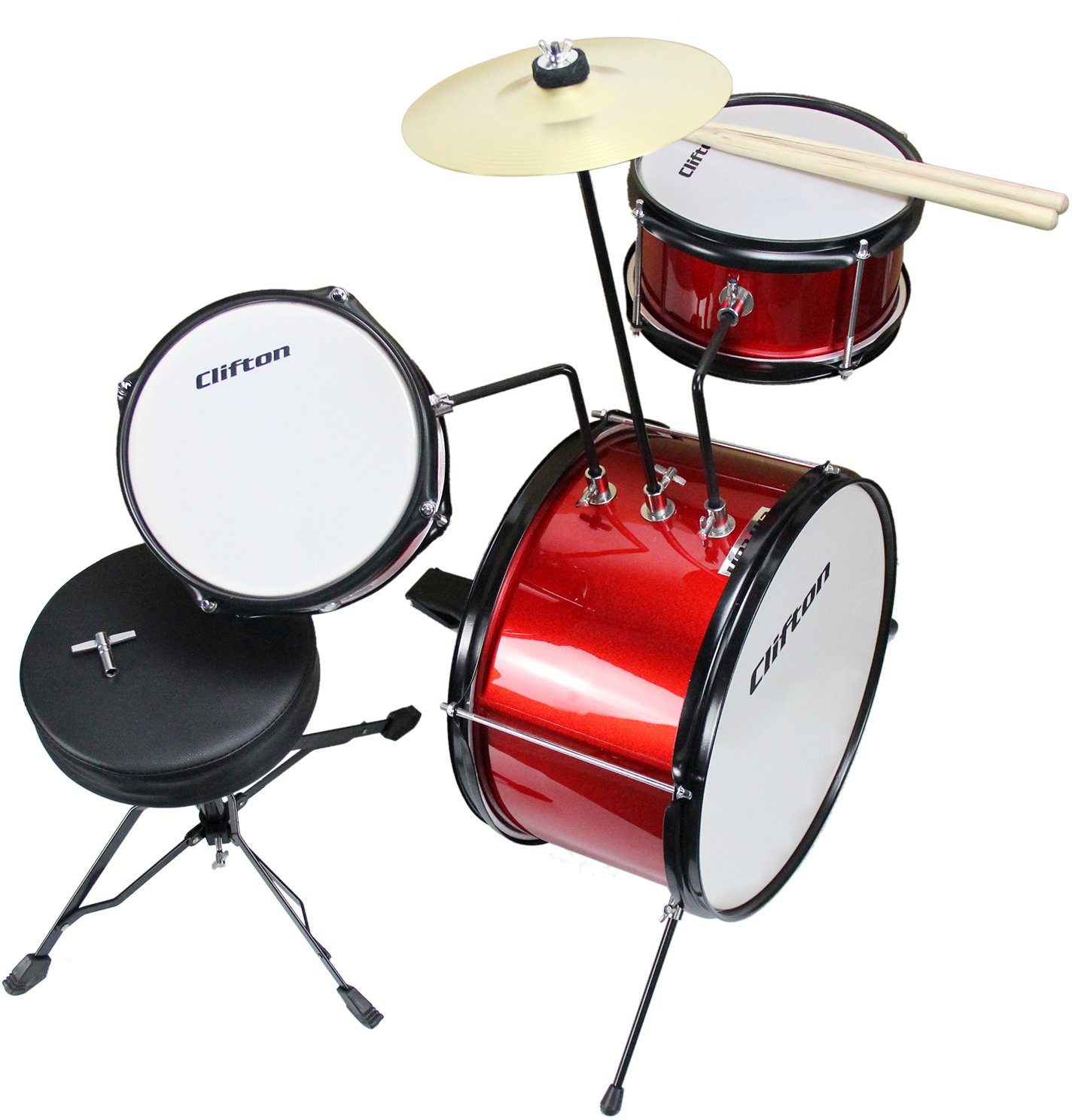Clifton Kinderschlagzeug Junior Drum, rot, 3-St.