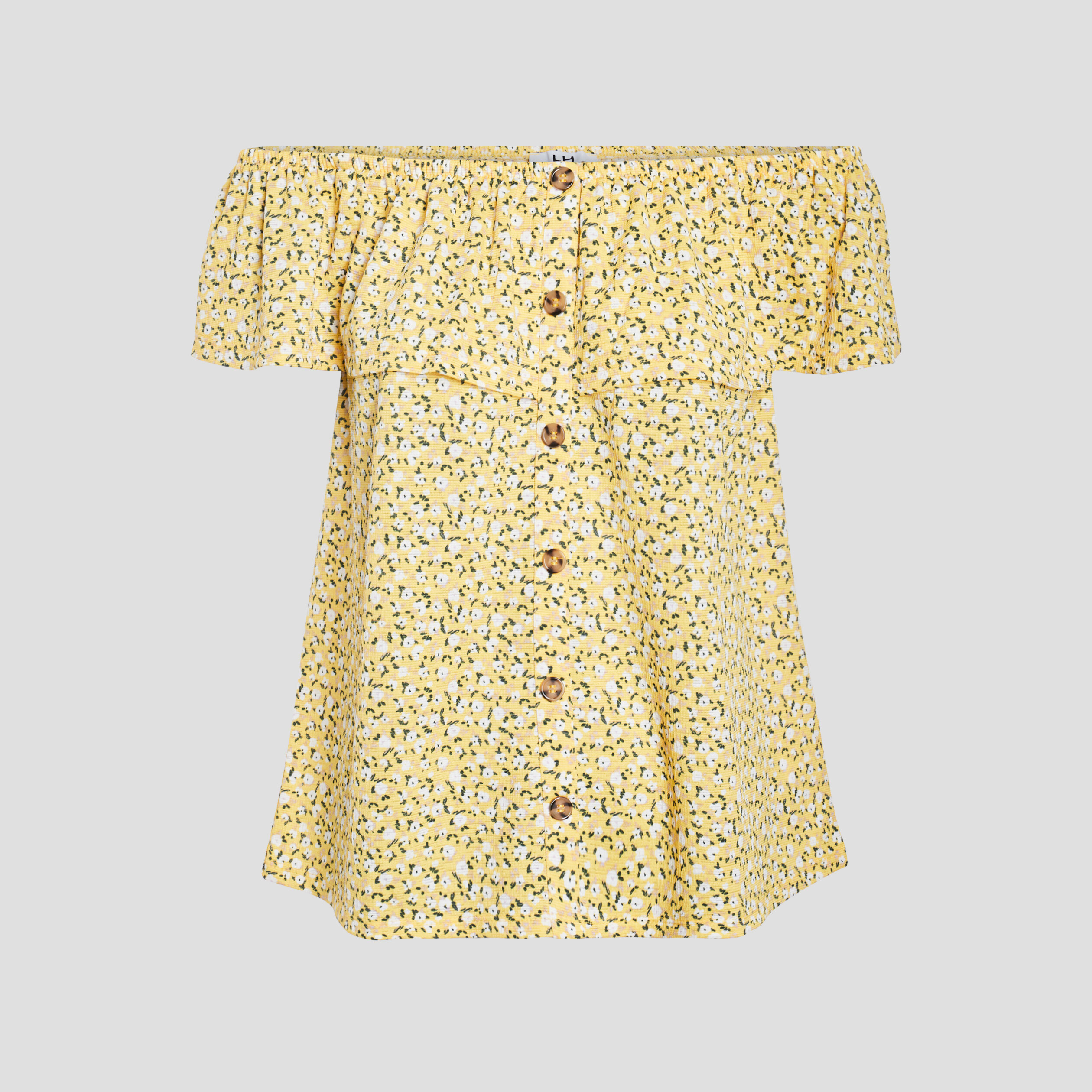 T-shirt col bardot manches courtes jaune citron femme | La Halle