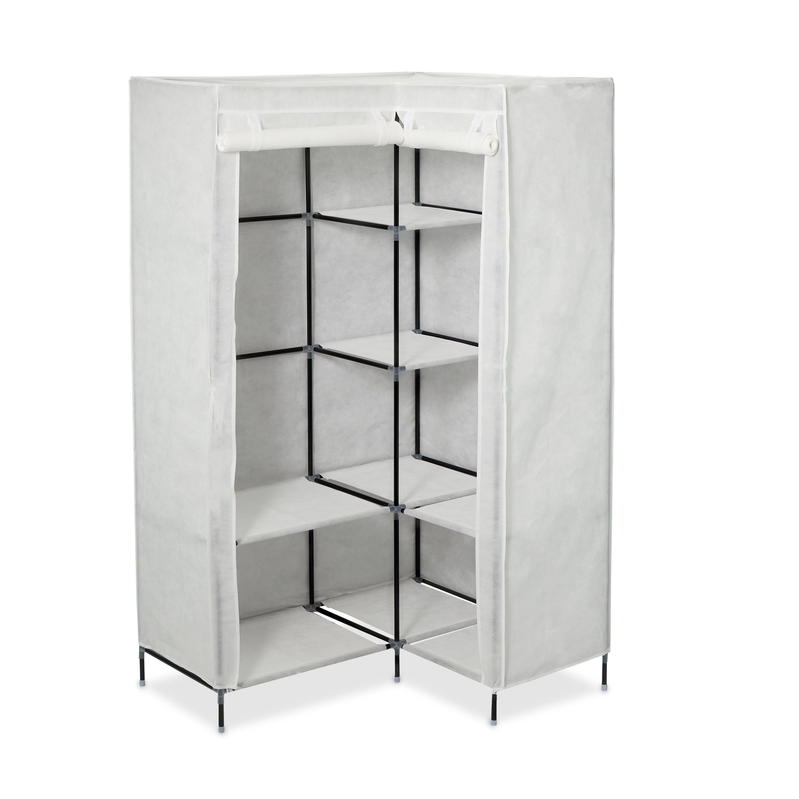 relaxdays Stoffschrank 2 x Eckkleiderschrank Stoff weiß