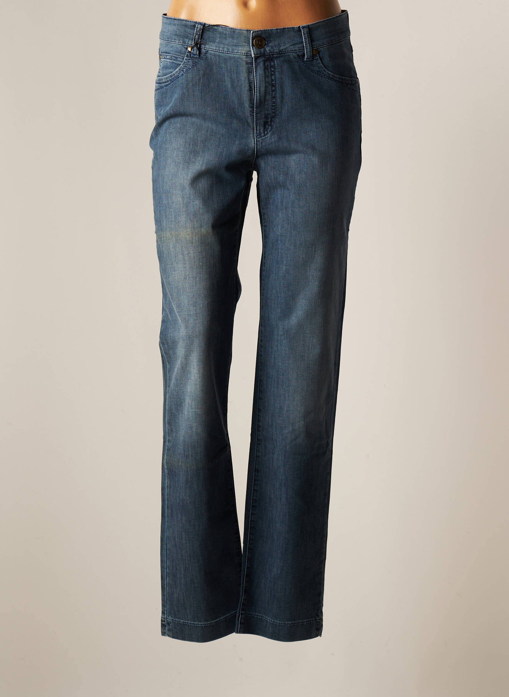 Dismero Jeans Coupe Droite Femme couleur bleu