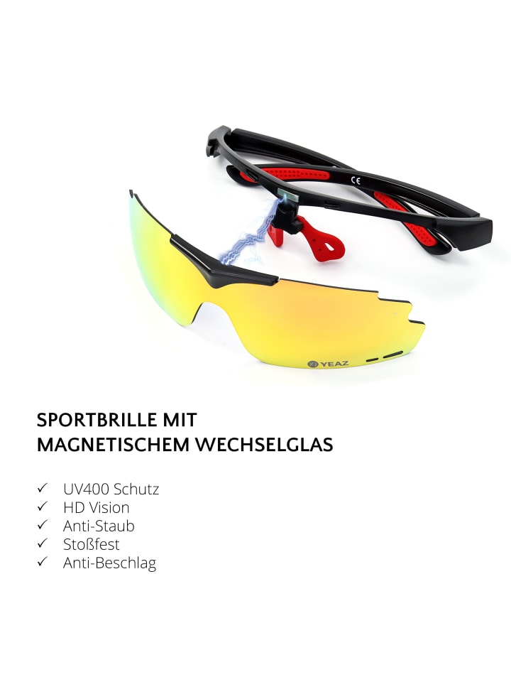 YEAZ SUNUP Magnet-Sport-Sonnenbrille in mattschwarz günstig kaufen onesize