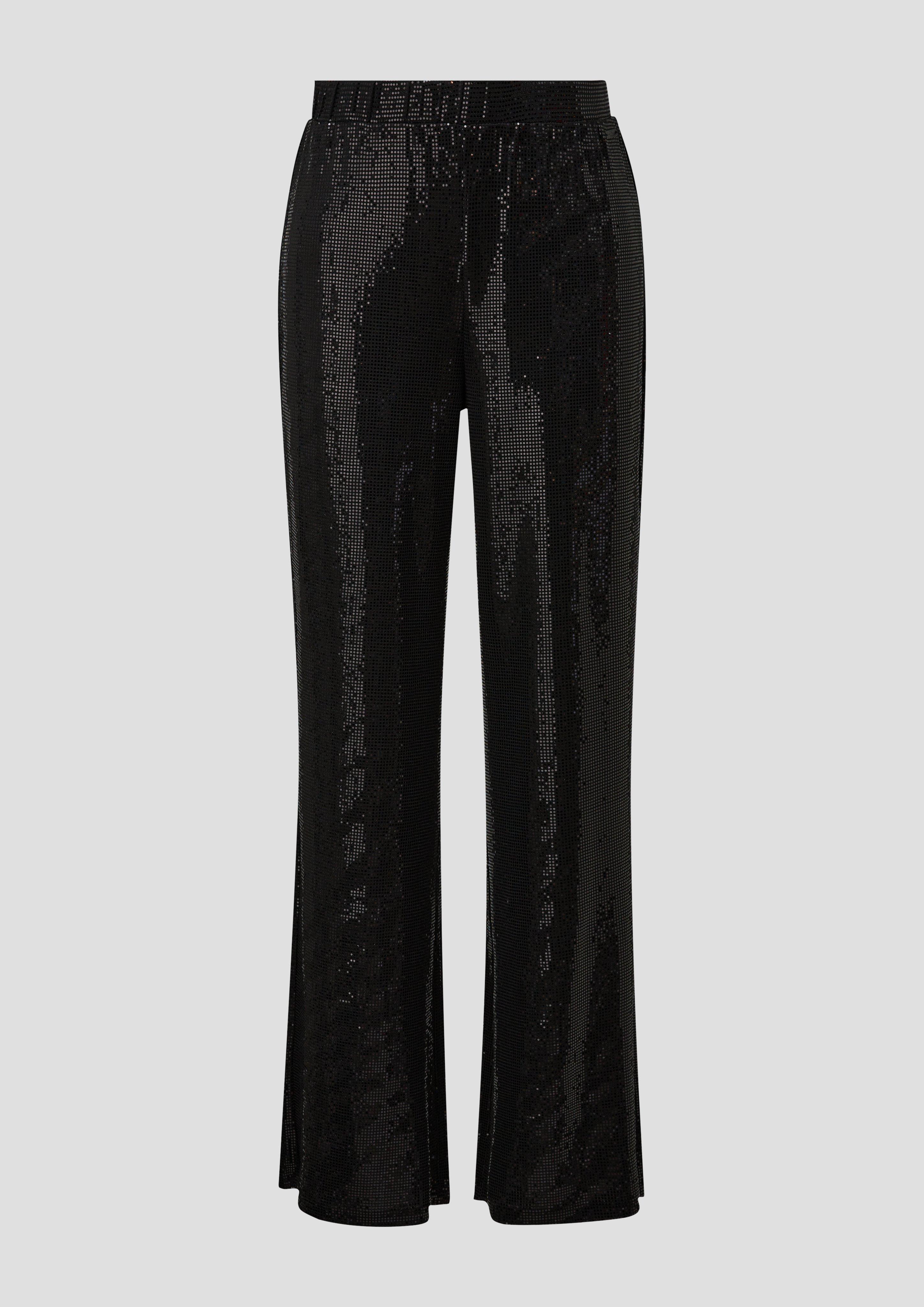 Regular: Pailletten-Hose mit Flared Leg  2138354-9999