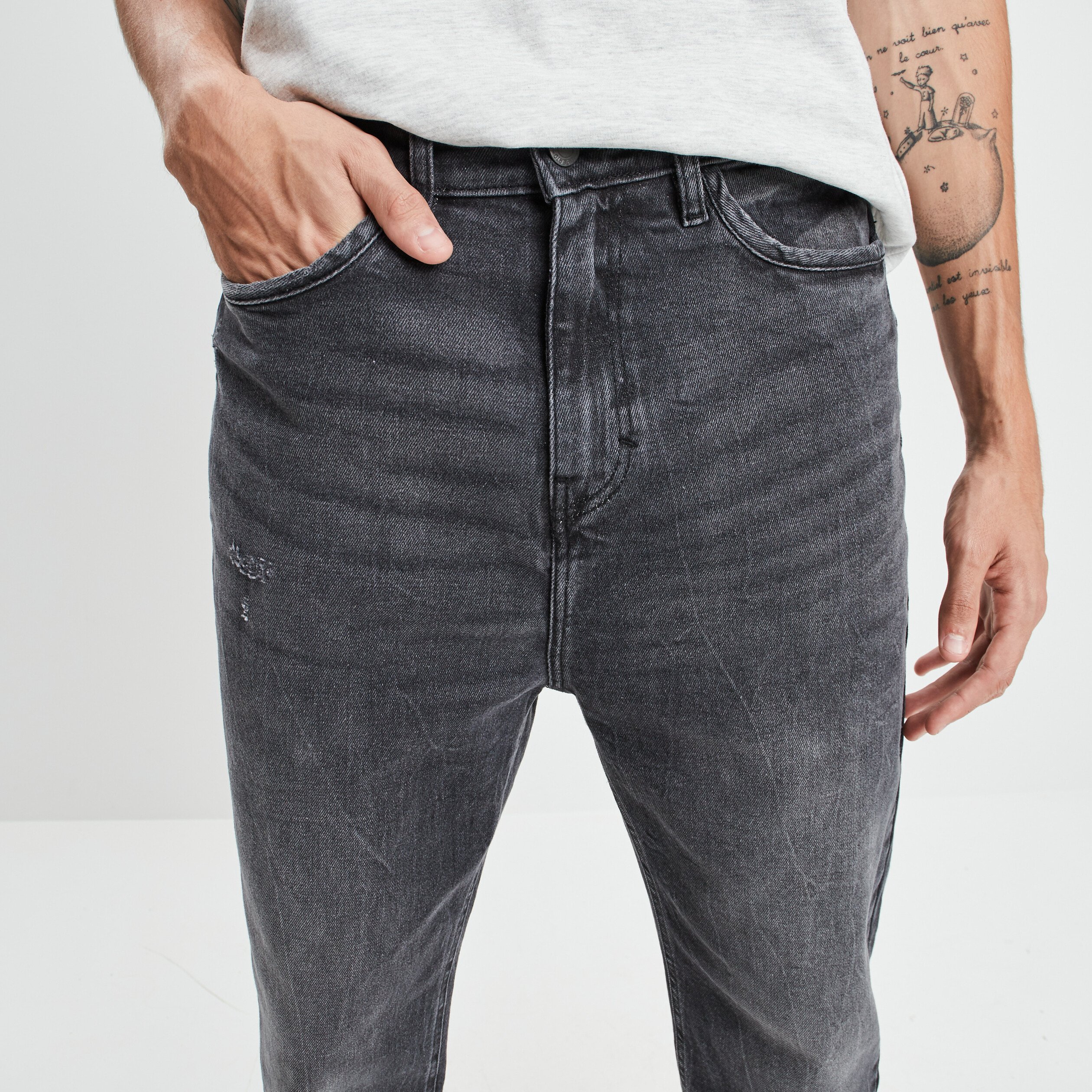 Jeans straight denim gris homme | La Halle