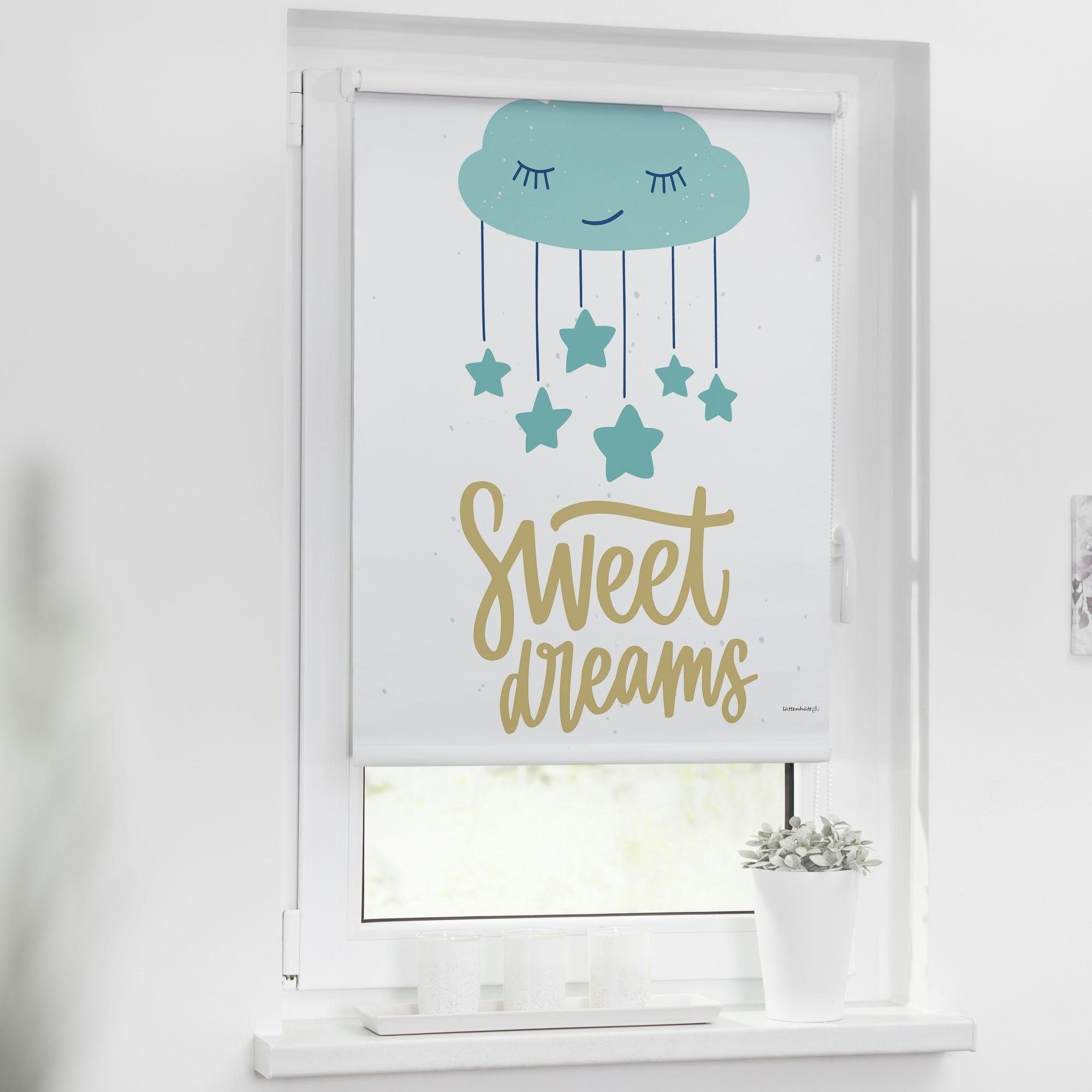 Seitenzugrollo Sweet Dreams, Lüttenhütt, verdunkelnd, ohne Bohren, Klemmfix, Kinderrollo im Fixmaß