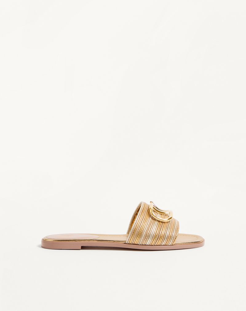 VLogo Signature Metallic Slide Sandal met Cornely-borduurwerk