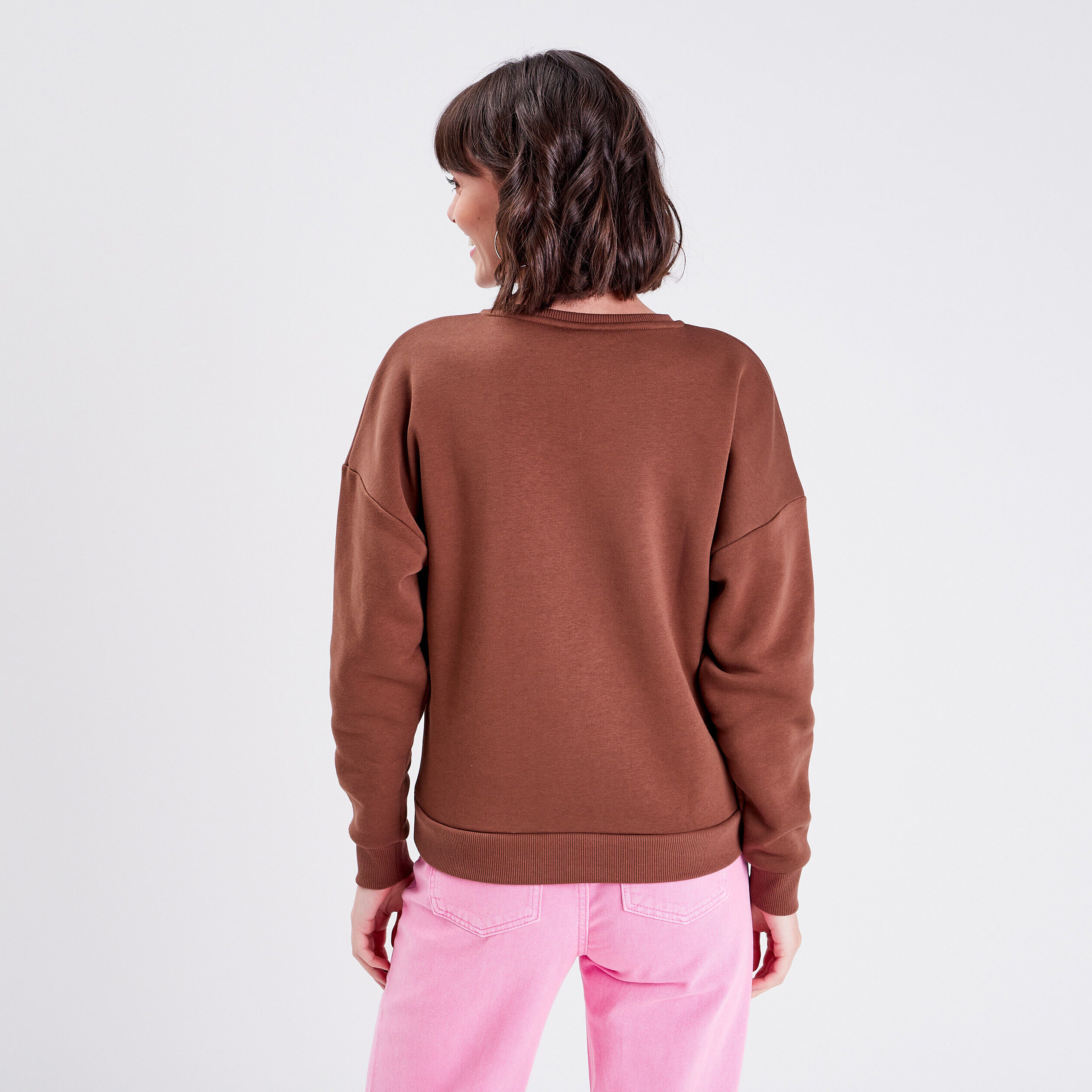 Sweat manches longues Mickey marron femme | Cache Cache