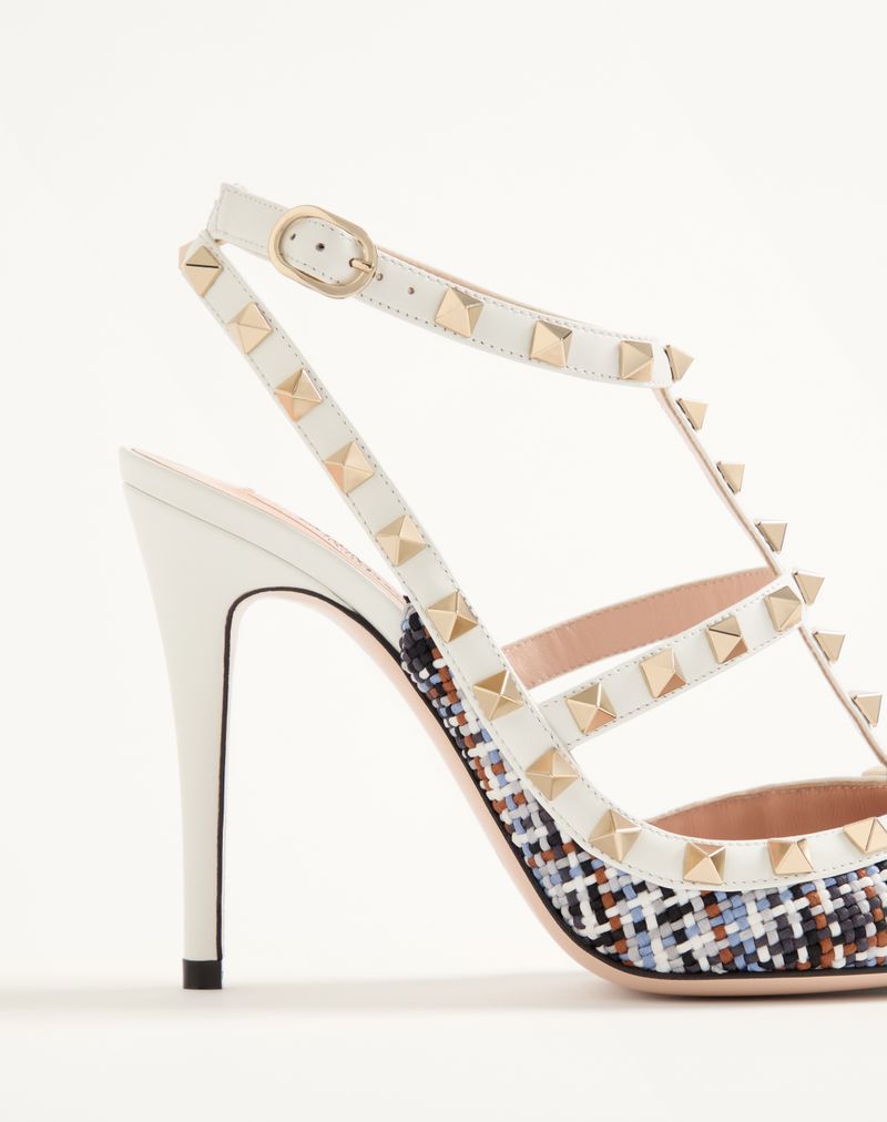Rockstud pumps van geweven stof, 100 mm