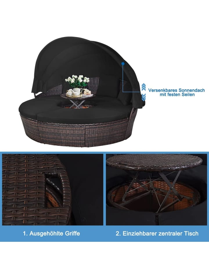 COSTWAY Sonneninsel mit Sonnendach in Schwarz günstig kaufen onesize