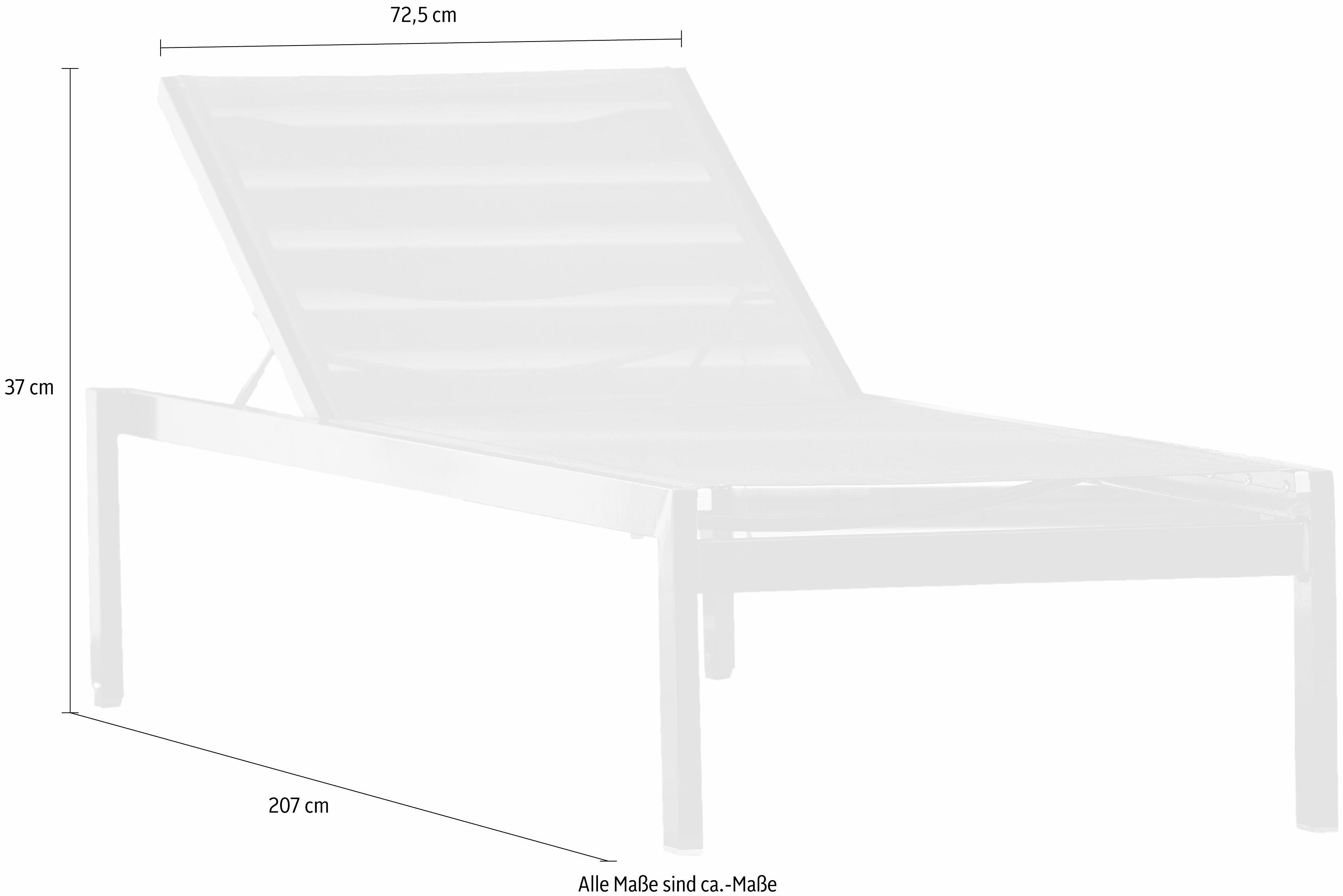 jankurtz Gartenliege quadrato, aus Aluminium, mit Rollen, stapelbar