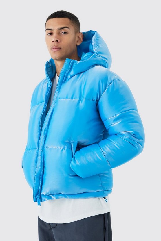 Nylon Steppjacke in Metallic-Optik