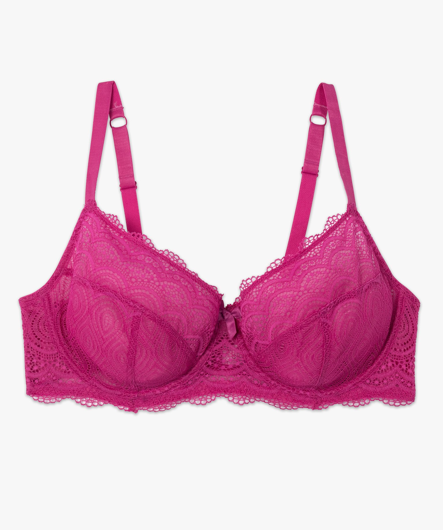 Soutien-gorge emboitant grande taille à armatures en dentelle rose fonce | GEMO