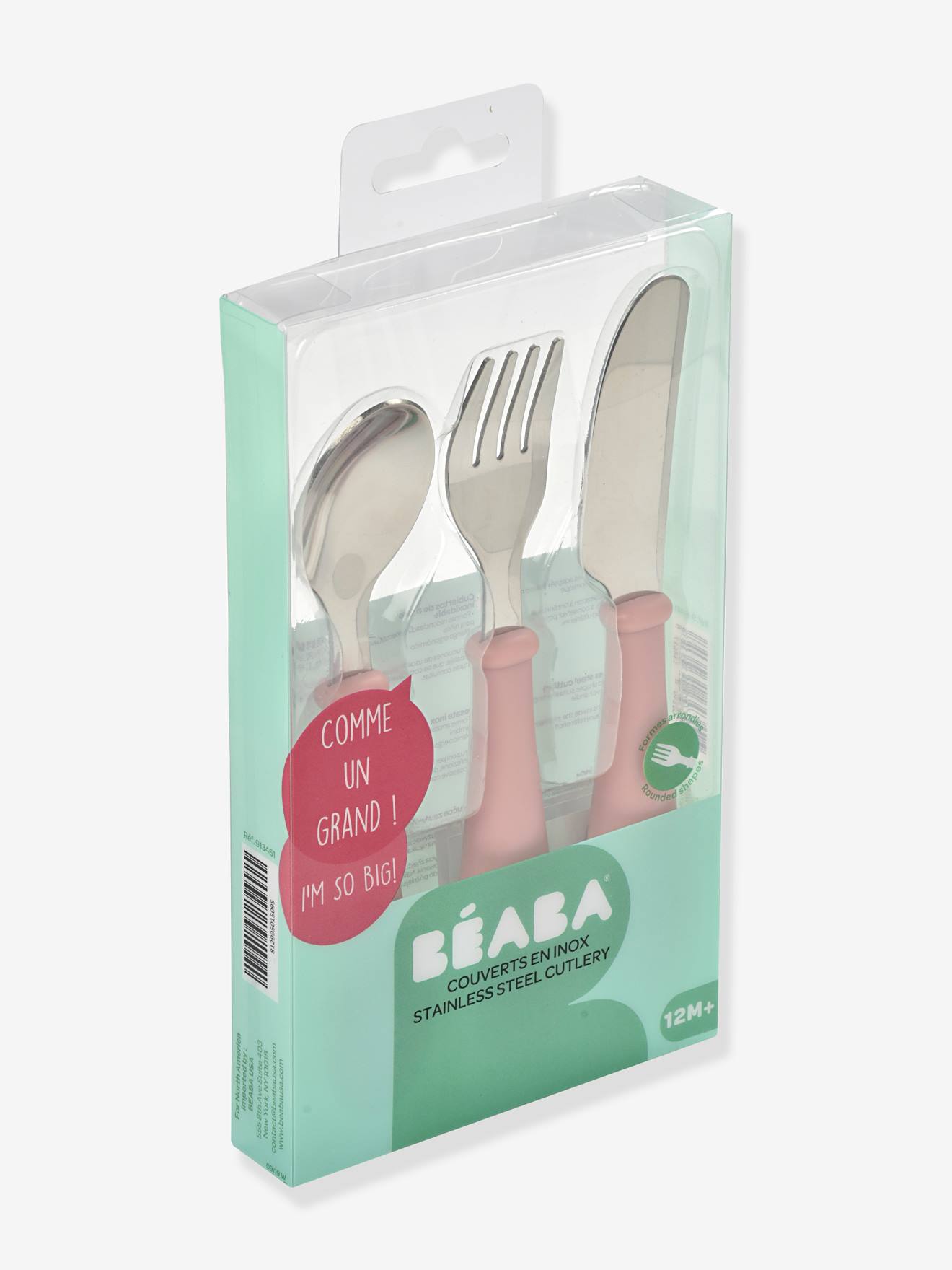Set 3 couverts d'apprentissage inox BEABA old pink