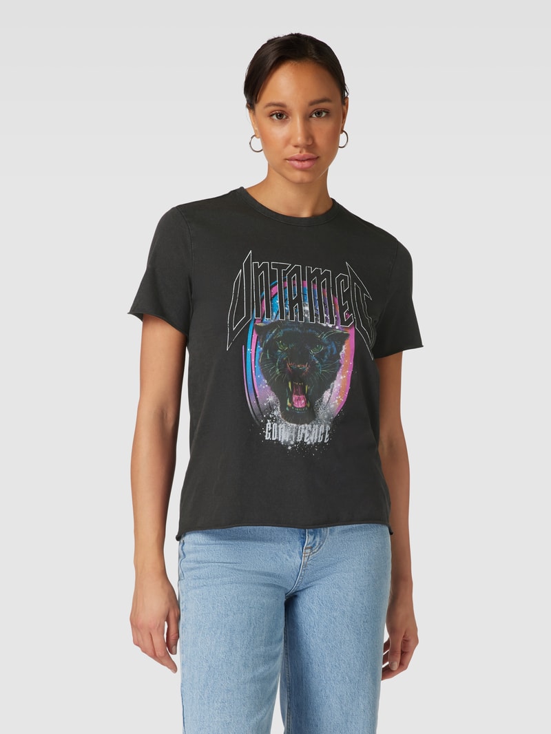 T-Shirt mit Motiv-Print Modell 'LUCY' in schwarz