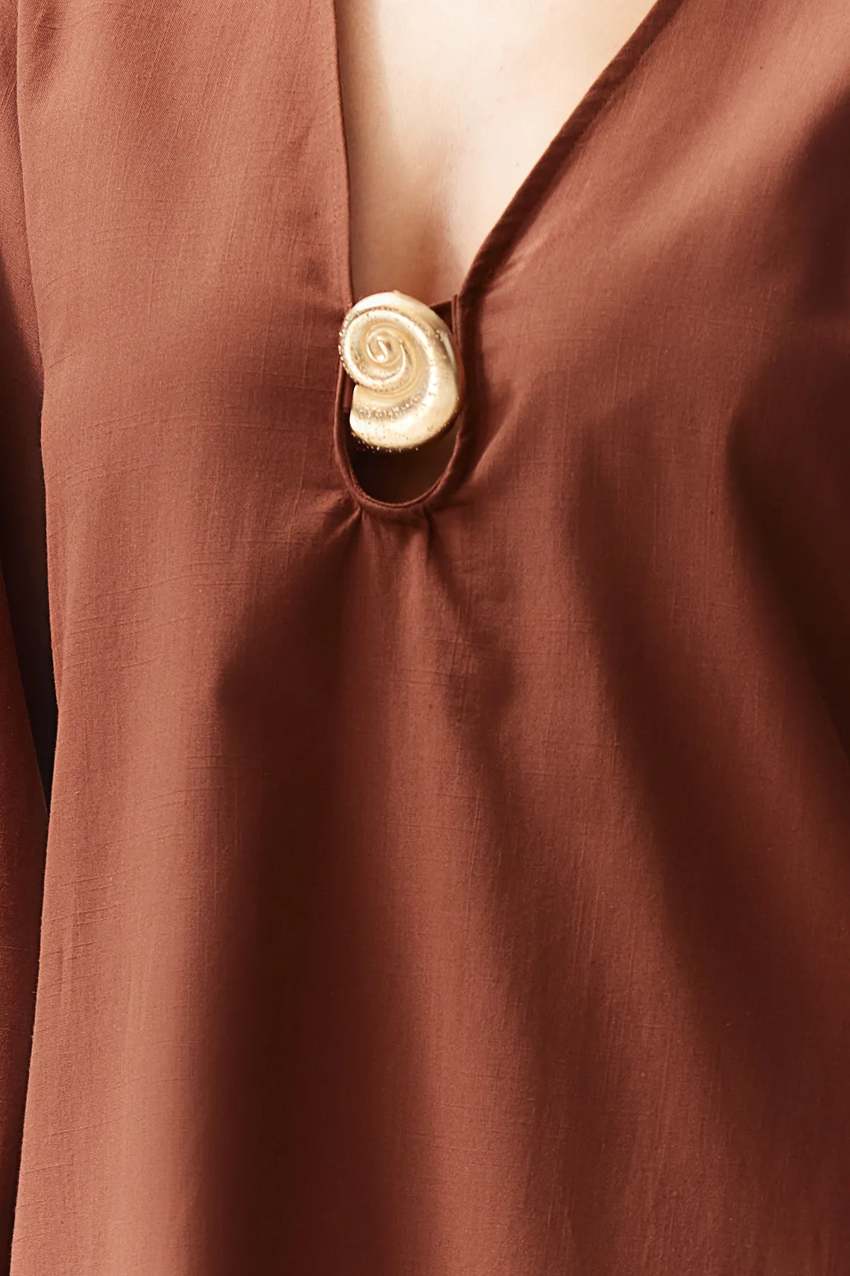 Trendyol Collection  Braunes Mini-Strandkleid aus gewebtem Accessoire, 100 % Baumwolle, TBESS24EL00020
