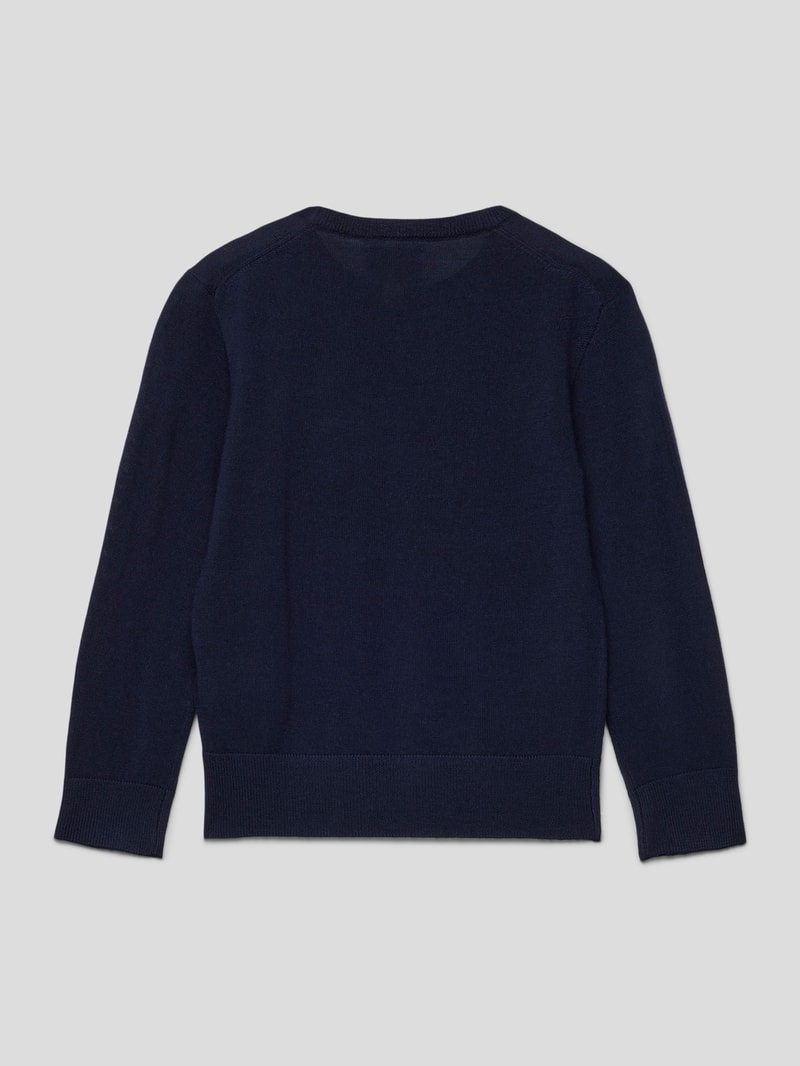 Strickpullover aus Wolle mit Logo-Stitching in marineblau