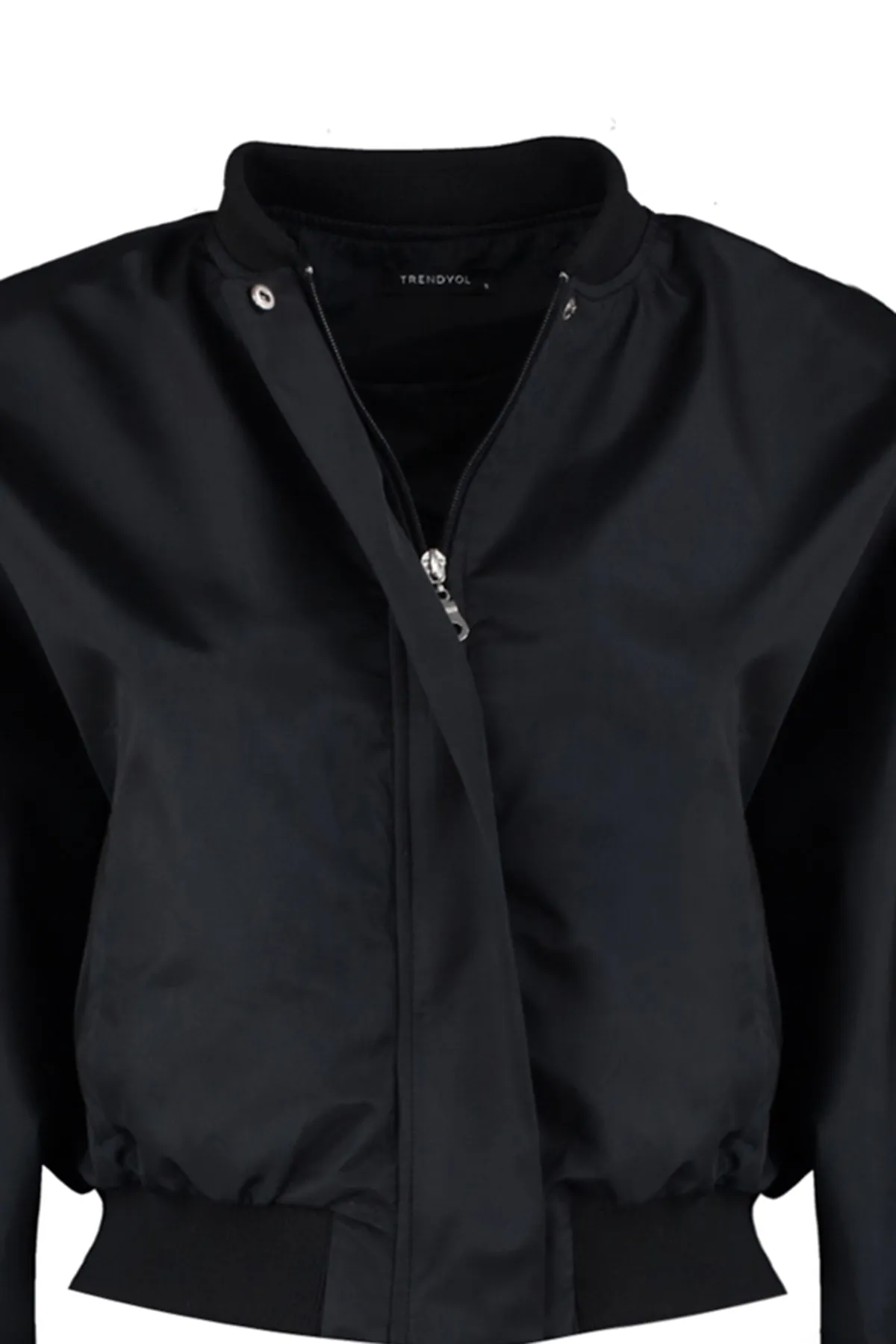 Trendyol Collection  Schwarzer, wasserdichter Bombermantel mit Raffung-Details TWOSS22MO0099