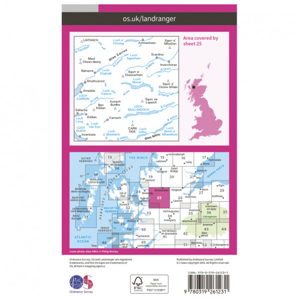 Ordnance Survey - Glen Carron / Glen Affric L025 - Wanderkarte