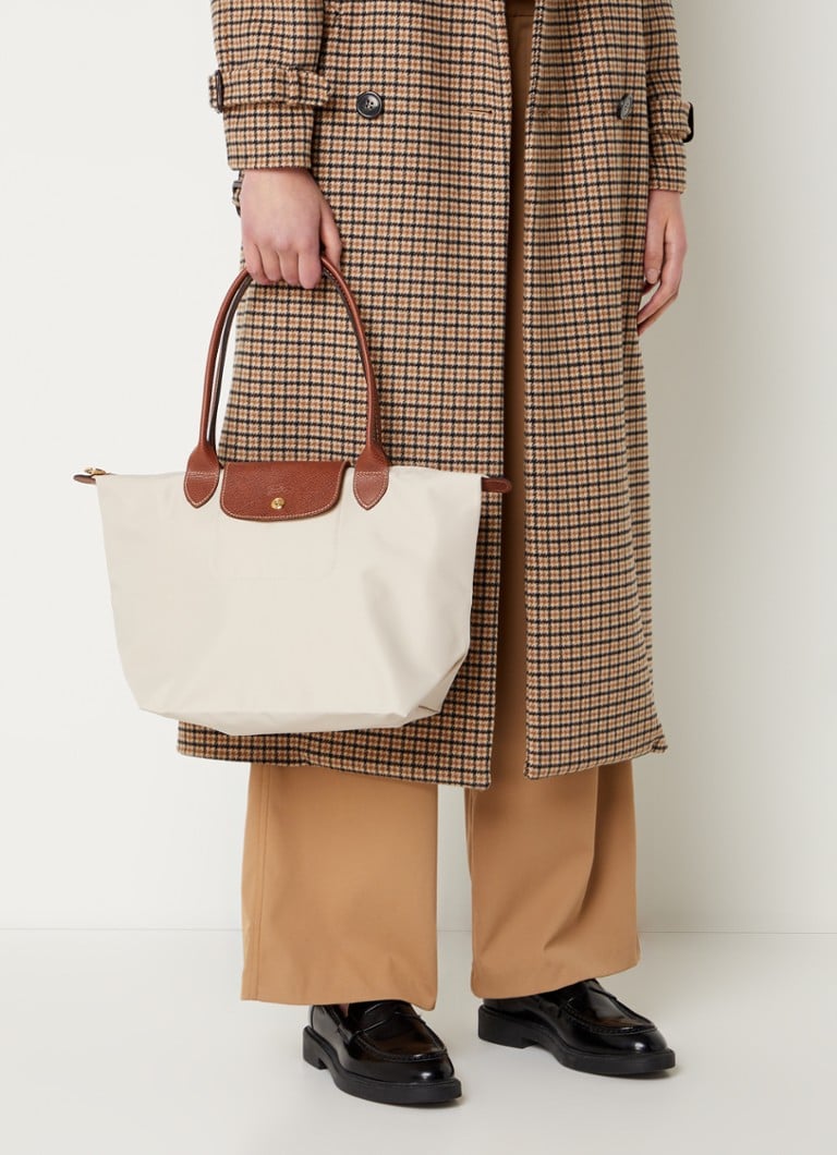 Longchamp Le pliage vihreä M kokoontaitettava olkalaukku nahkayksityiskohdilla