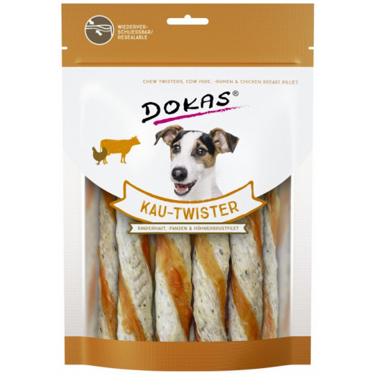 Dokas Kau-Twister Rinderhaut, Pansen & Hühnerbrustfilet 200G