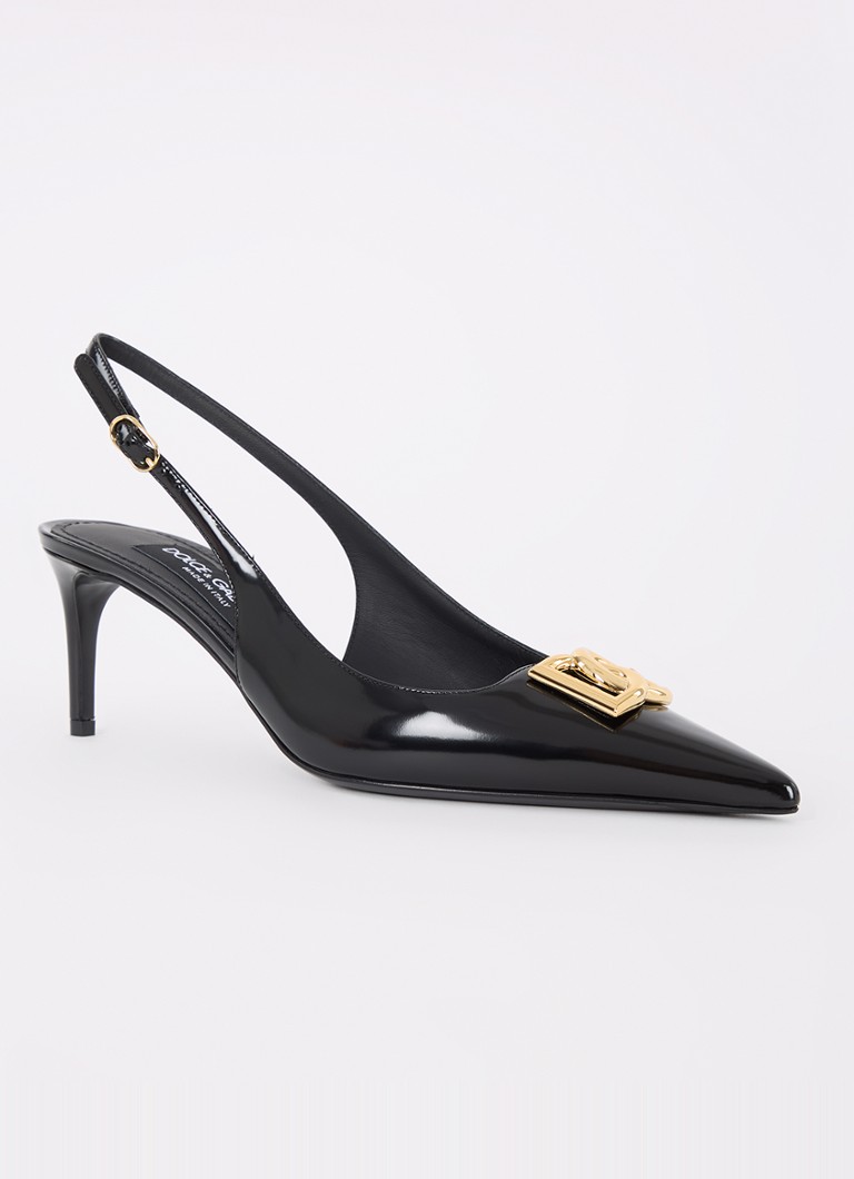 Dolce & Gabbanan vasikannahkainen slingback-laukku, jossa lakattu viimeistely ja logo