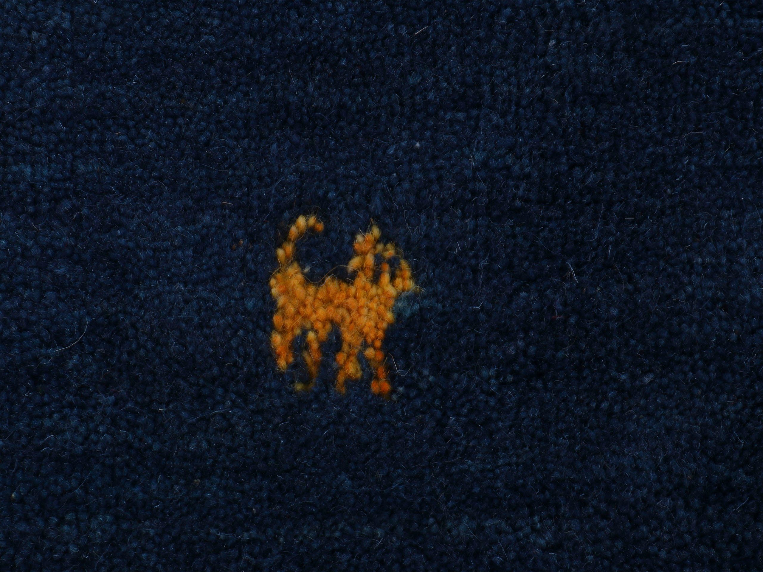 Wollteppich Gabbeh Uni, carpetfine, rund, Höhe: 15 mm, reine Wolle handgewebt, Gabbeh Tiermotiv warmes Raumklima viele Größen