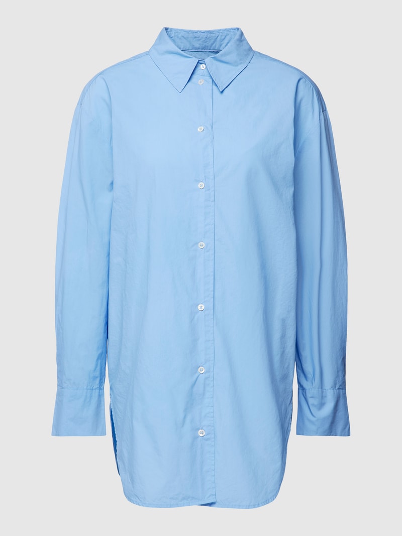 Longbluse mit Hemdblusenkragen in himmelblau