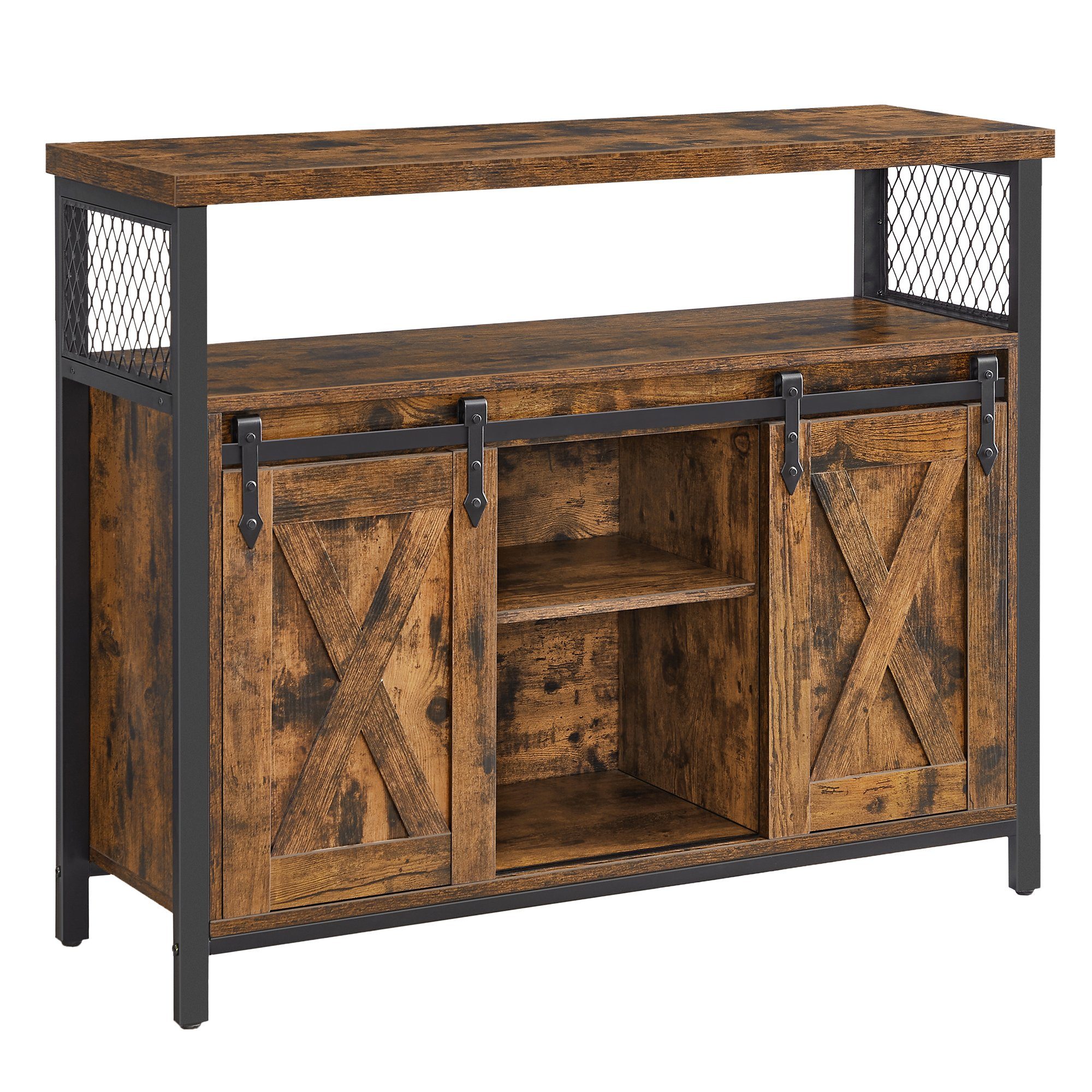 VASAGLE Sideboard Küchenschrank, mit 2 Schiebetüren, verstellbare Ablagen