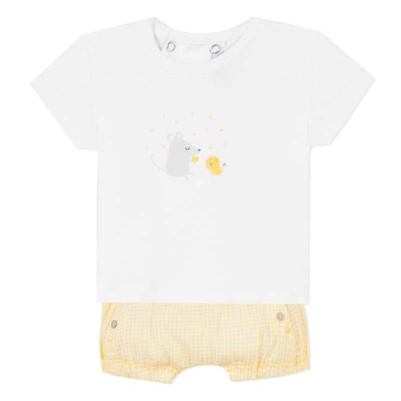 Ensemble bi matière vichy jaune naissance Absorba