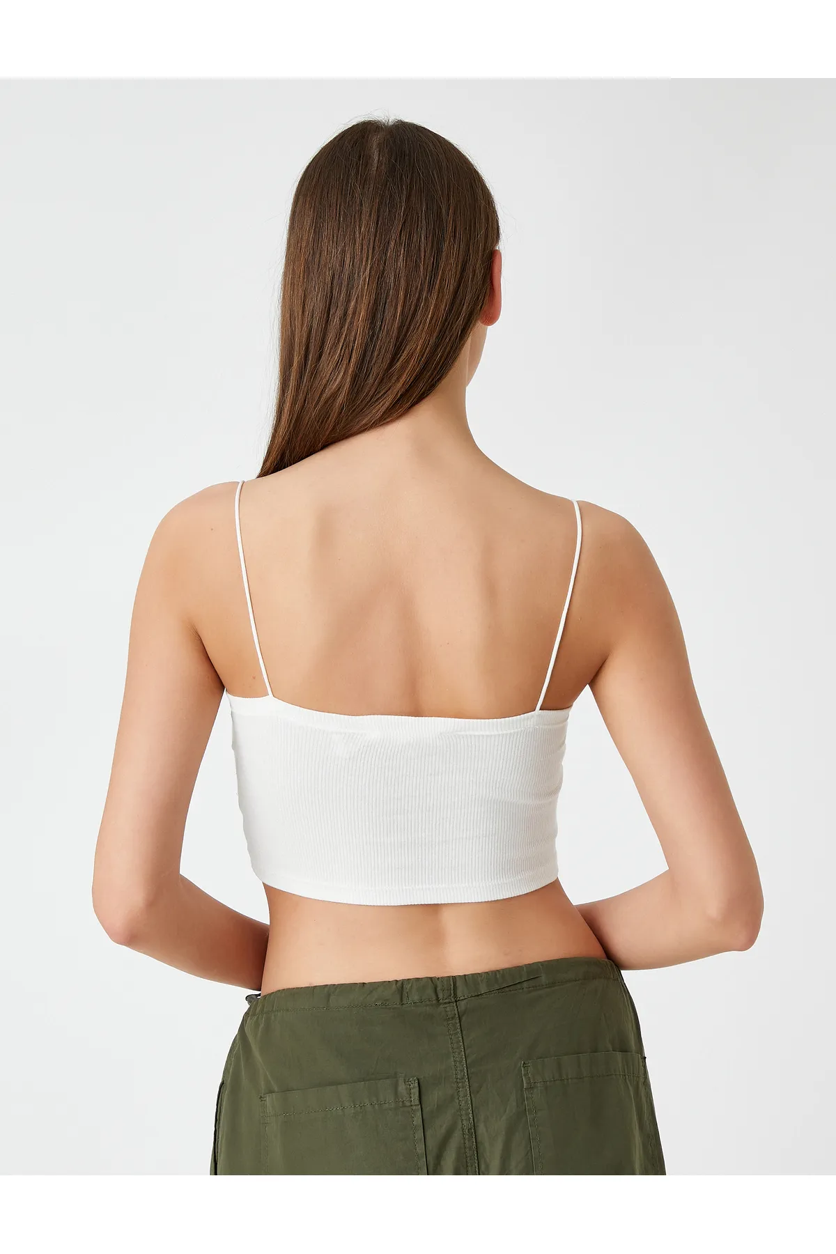 Koton  Crop Tank Top aus Baumwolle mit quadratischem Ausschnitt und dünnen Trägern