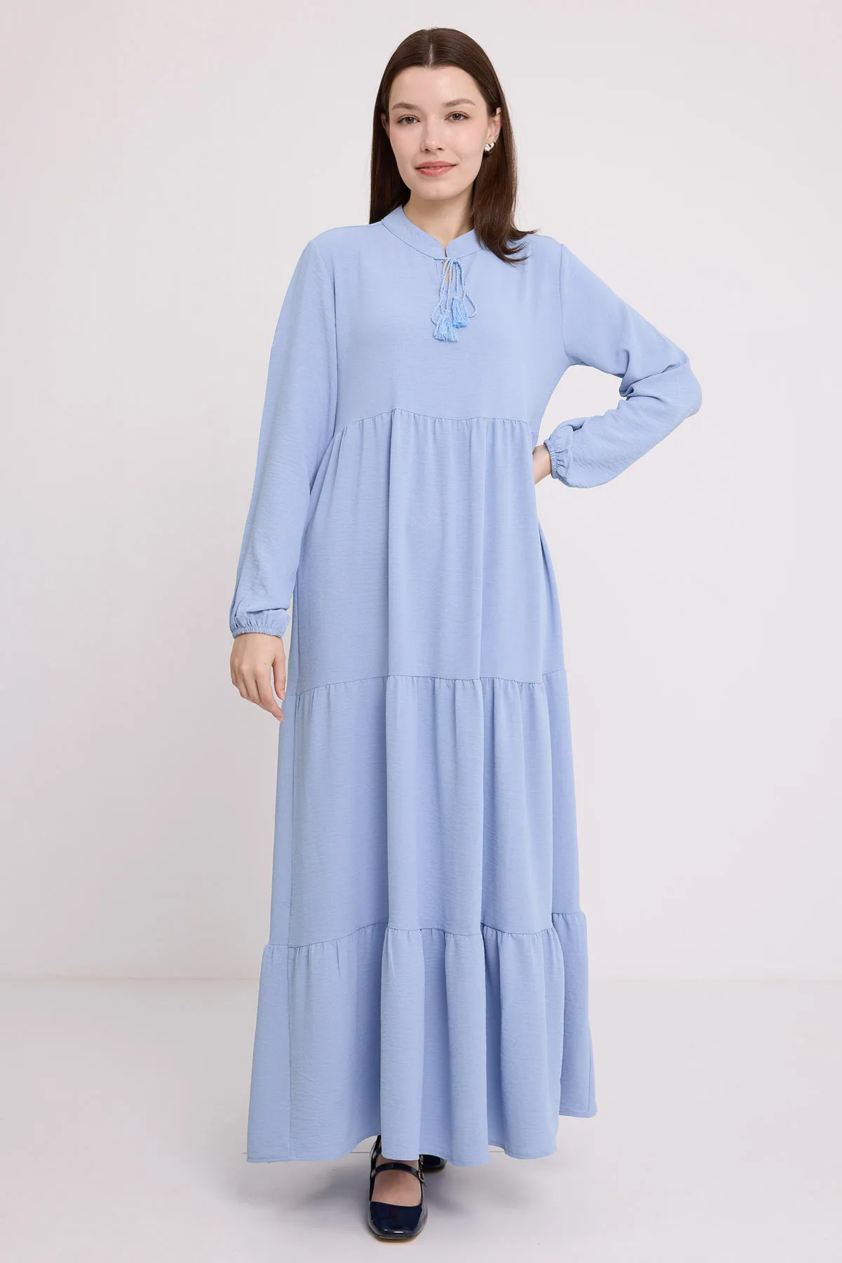 Bigdart  Blaues Hijab-Kleid aus Viskose mit Schnürung für Damen, 1627