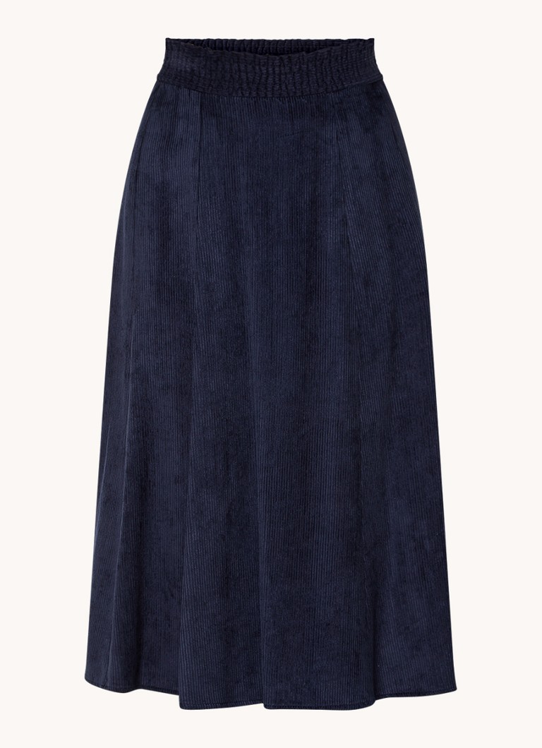 Fustă midi plisată din catifea reiată Basilic de Gerard Darel