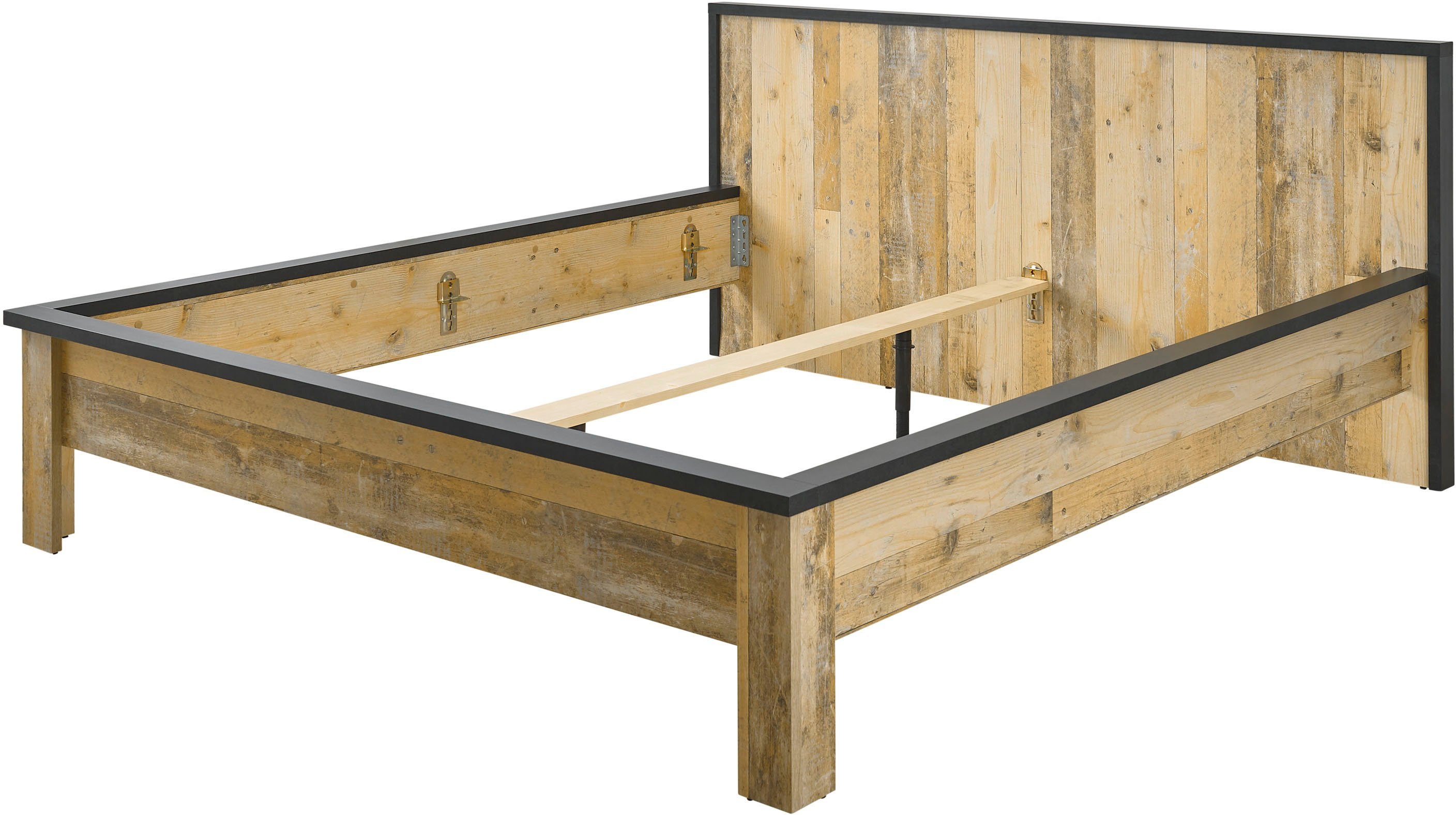Home affaire Bettanlage SHERWOOD, (3-St), Liegefläche Bett 140x200cm, 2 Nachttische mit jeweils 1 Schublade