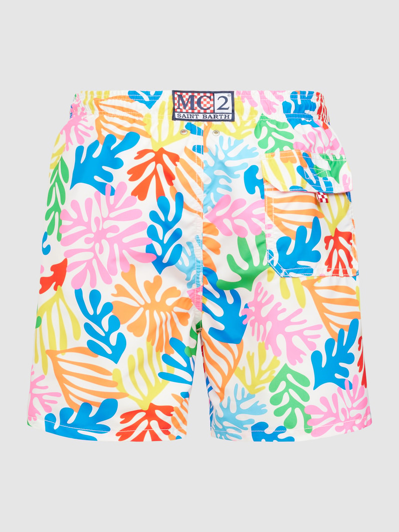 Badehose mit Allover-Muster Modell 'GUSTAVIA' in pink