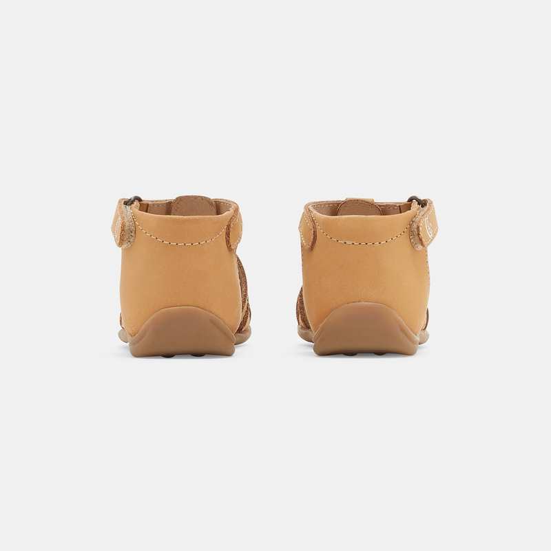 Sandales premiers pas tout cuir beige bébé garçon